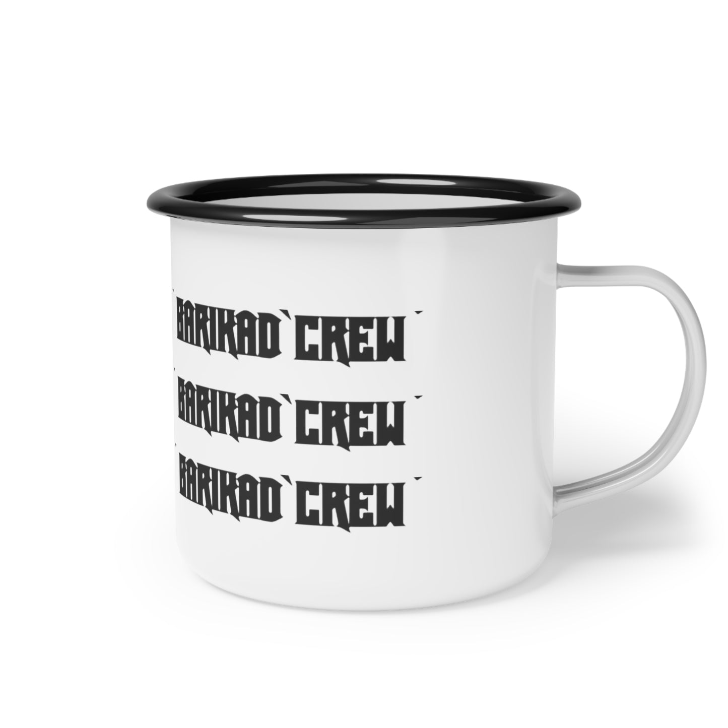 Enamel Camp Cup — Red Graffiti 'B3' Design with 'BARIKAD' Text