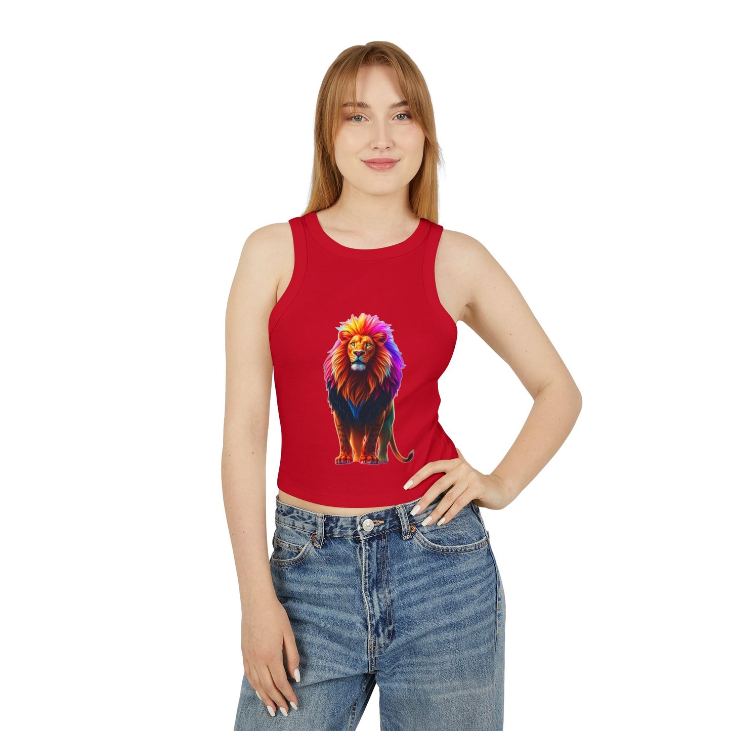 Women's Racer Tank Top — Colorful Pride Lion Graphic