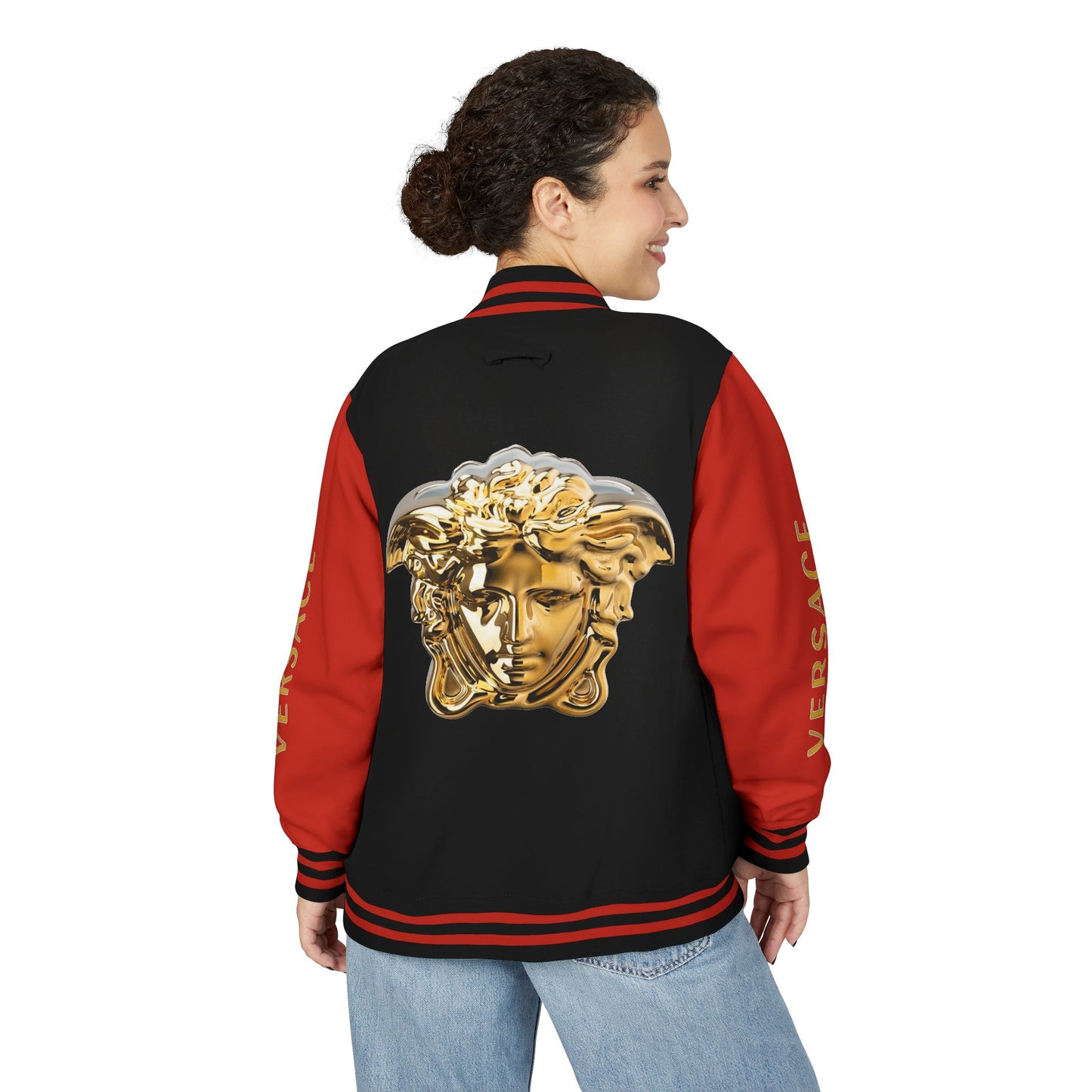 Versace-Style Unisex Heavyweight Letterman Jacket | Vintage Streetwear, Casual Fashion, Layering, Gift for Fashion Lovers, Unique Outerwear