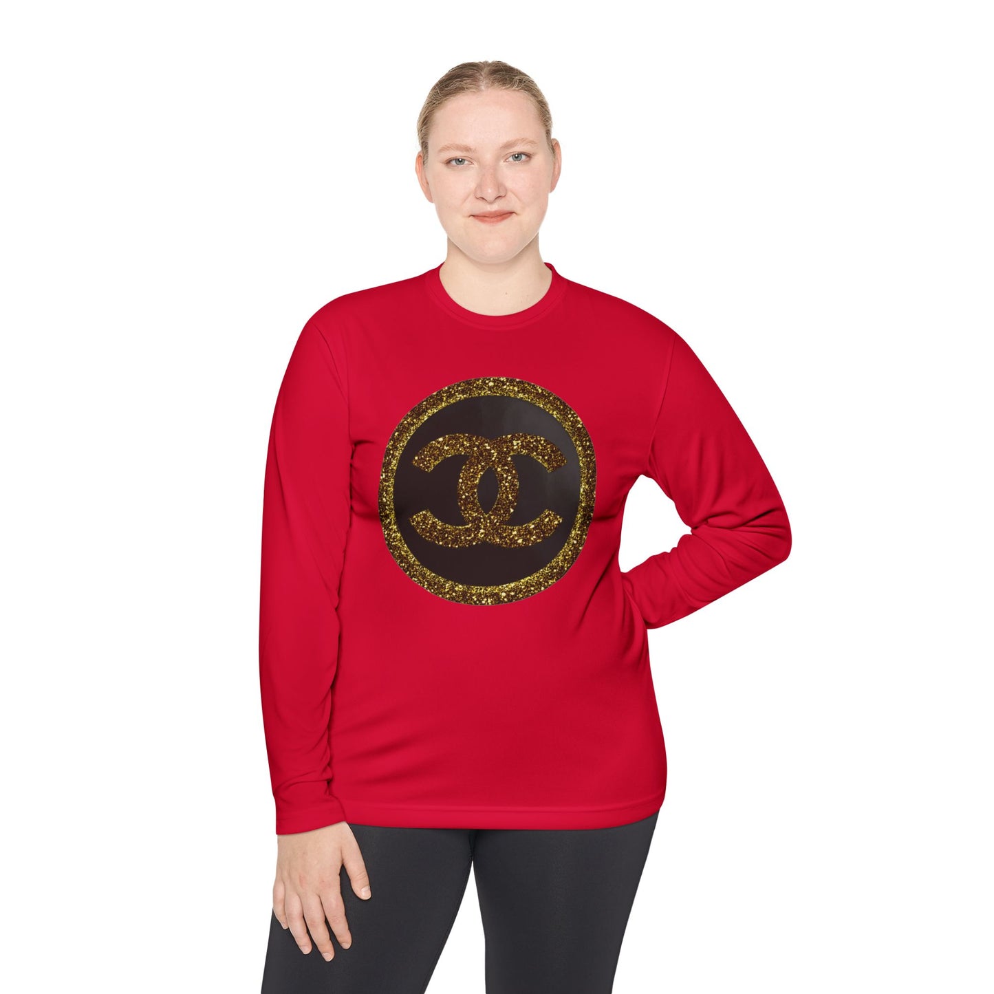 Gold Glitter Interlocking Logo Long Sleeve Tee
