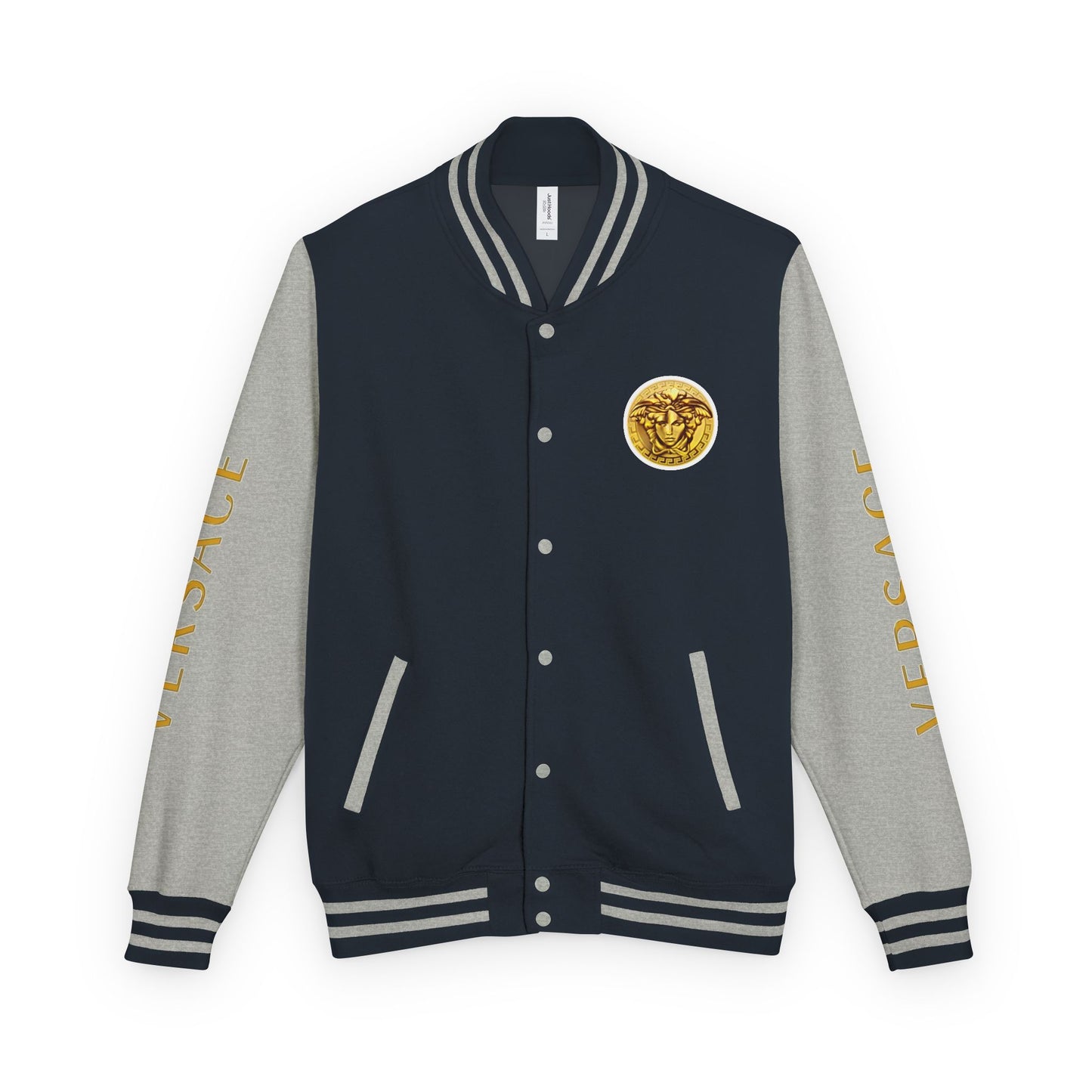 Versace-Style Unisex Heavyweight Letterman Jacket | Vintage Streetwear, Casual Fashion, Layering, Gift for Fashion Lovers, Unique Outerwear