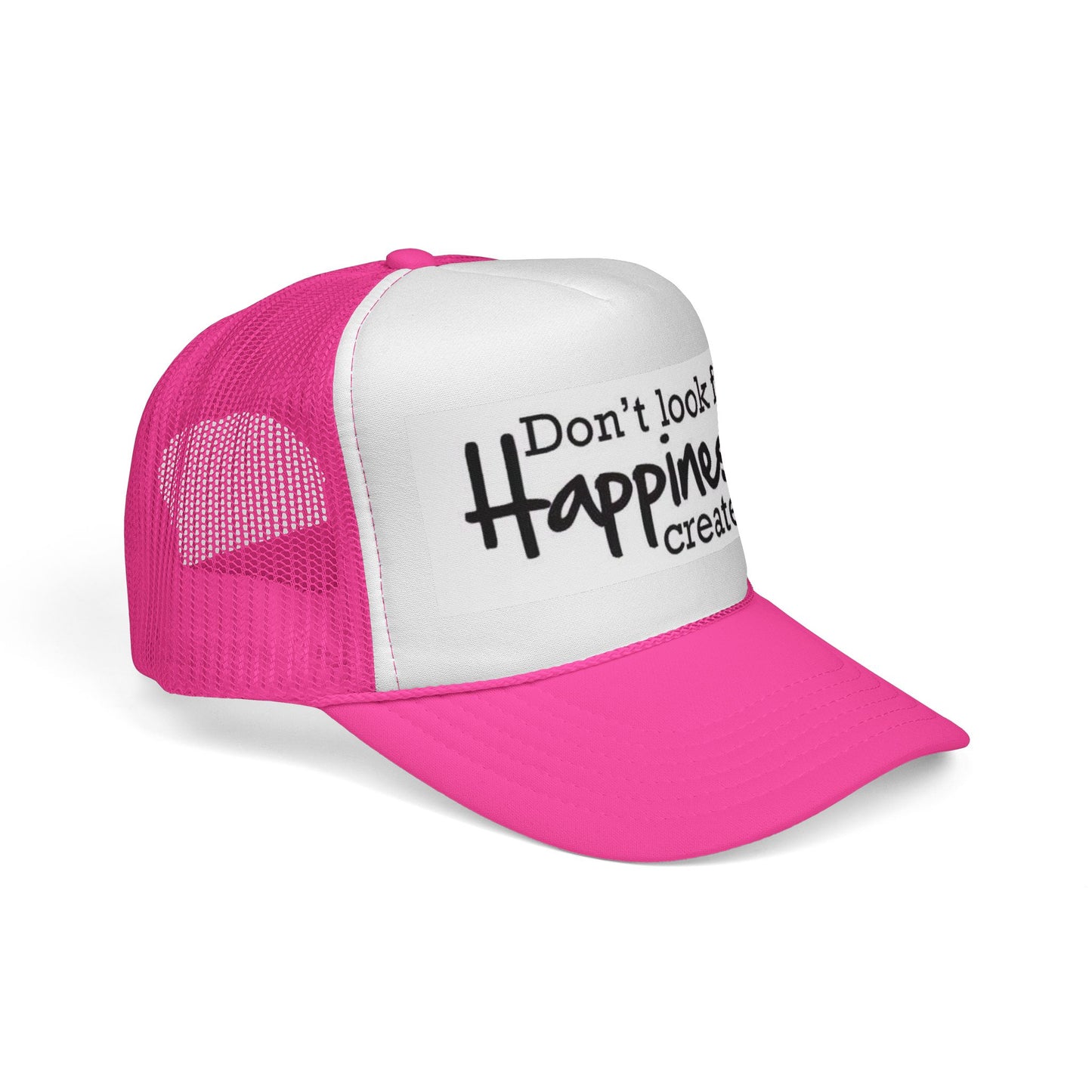 Inspirational Trucker Cap - Happiness Quote Hat, Gift for Outdoors, Motivational Headwear, Casual Style, Trendy Accessory
