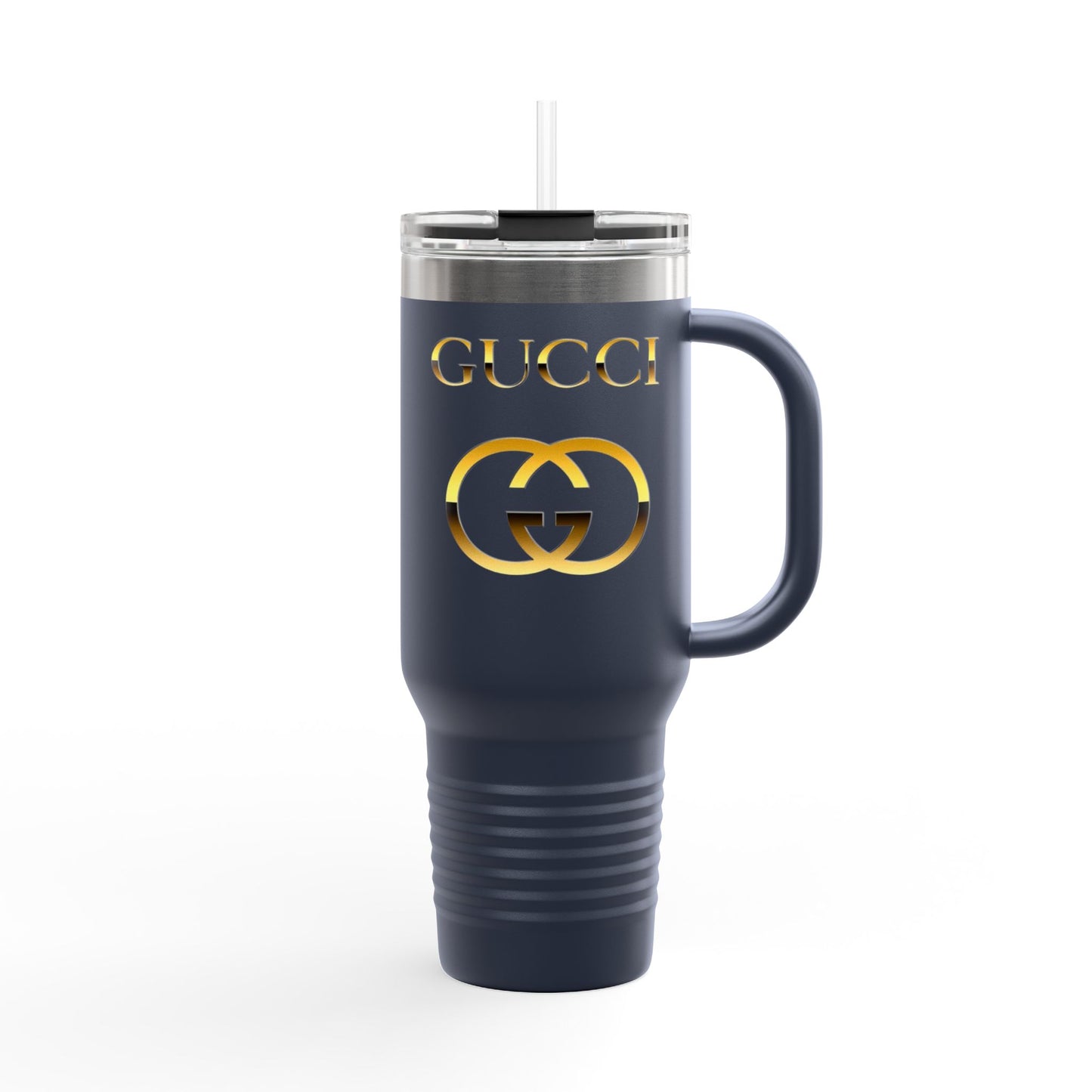 40oz Insulated Travel Mug — White Gold Designer Logo Tumbler