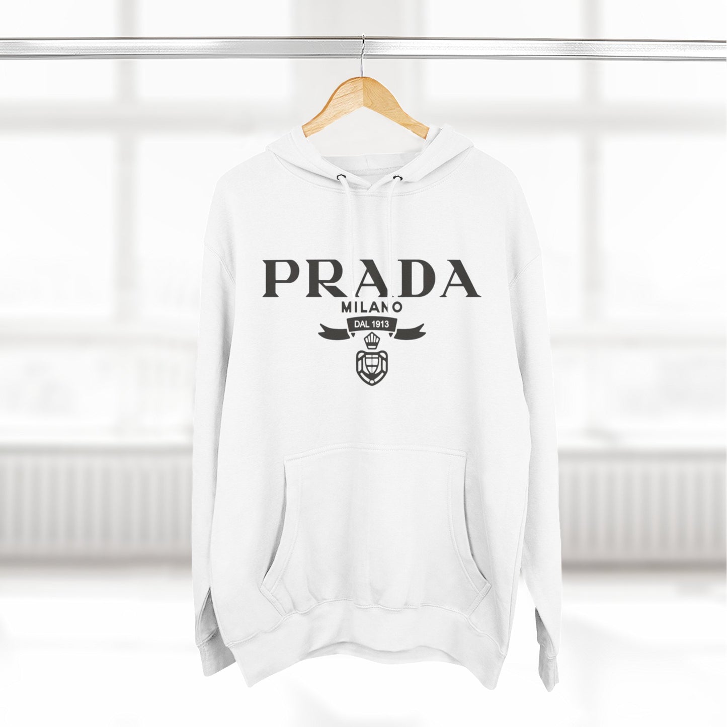 Designer Logo Hoodie - PRADA Milano Inspired Fleece Pullover