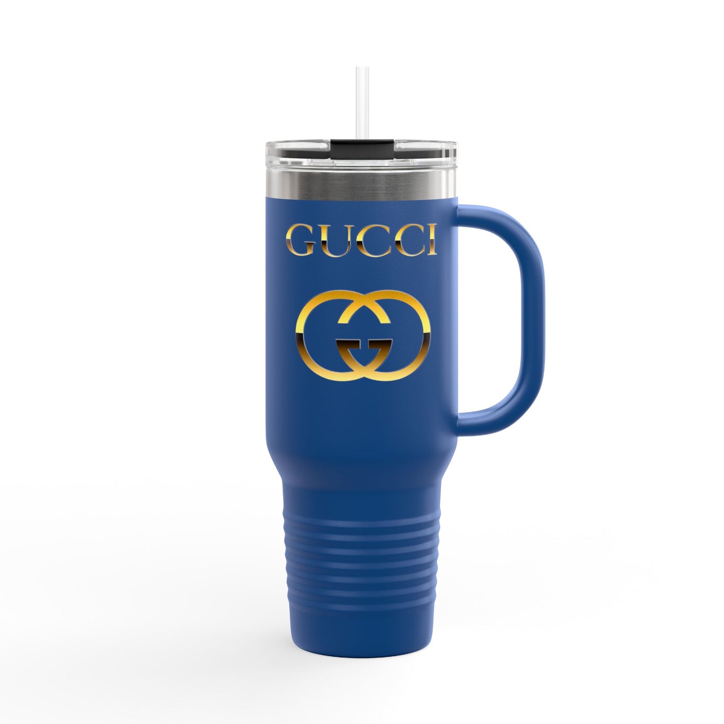 40oz Insulated Travel Mug — White Gold Designer Logo Tumbler