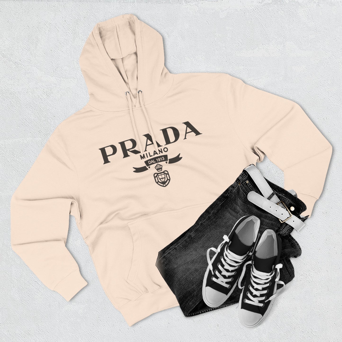 Designer Logo Hoodie - PRADA Milano Inspired Fleece Pullover
