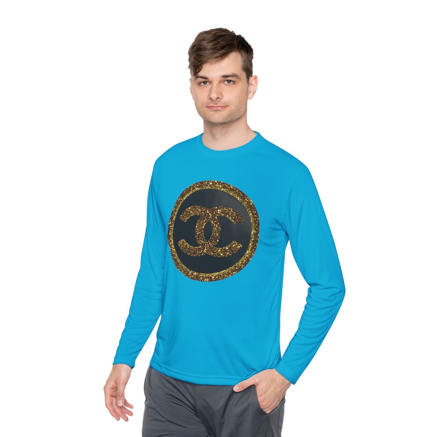 Gold Glitter Interlocking Logo Long Sleeve Tee