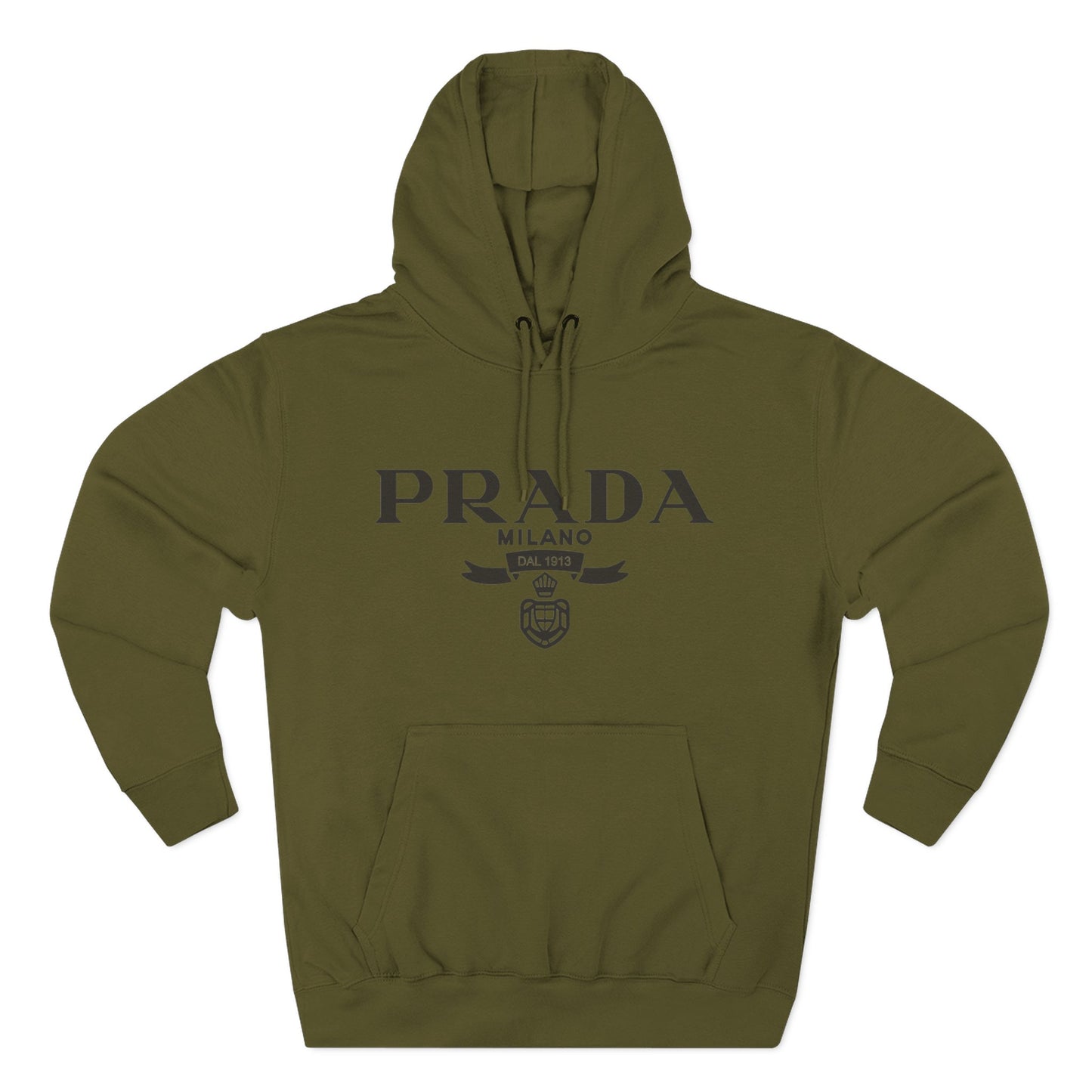 Designer Logo Hoodie — PRADA Milano Graphic Fleece Pullover