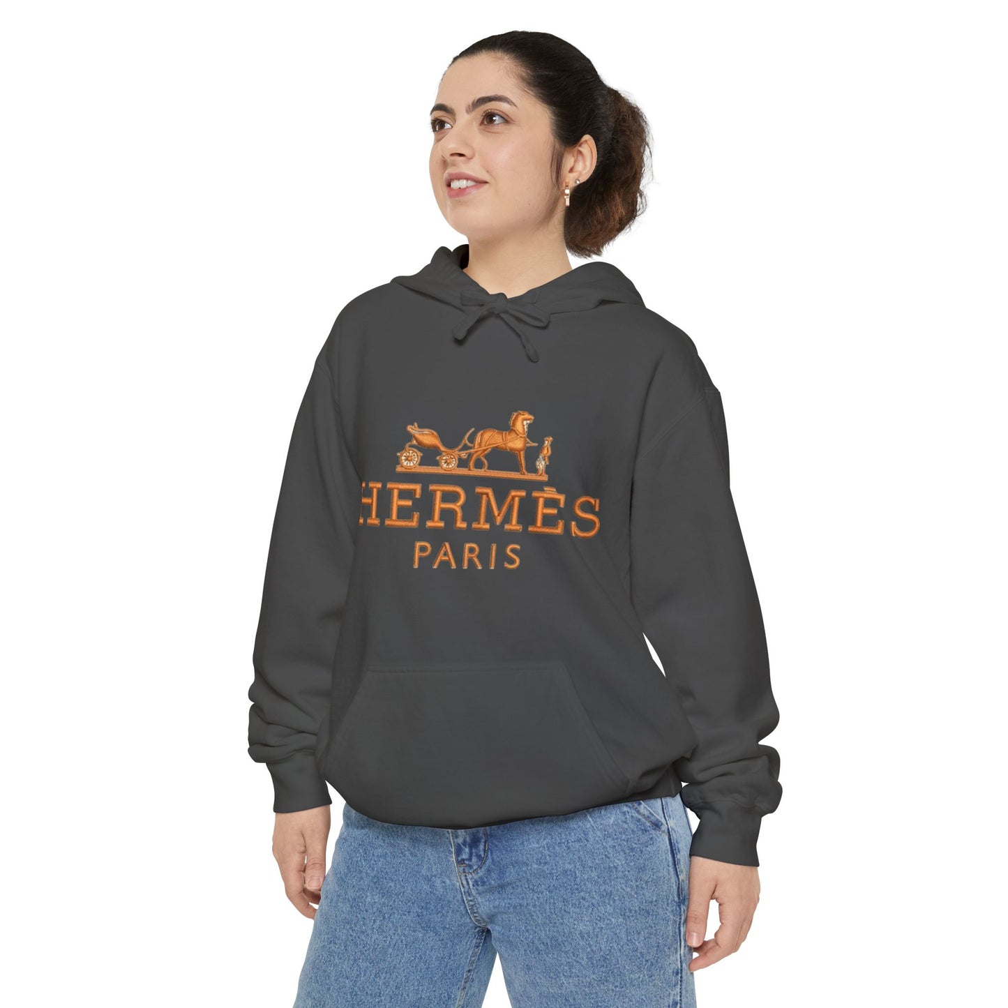 Hermès Paris Unisex Garment-Dyed Hoodie - Stylish Relaxed Fit