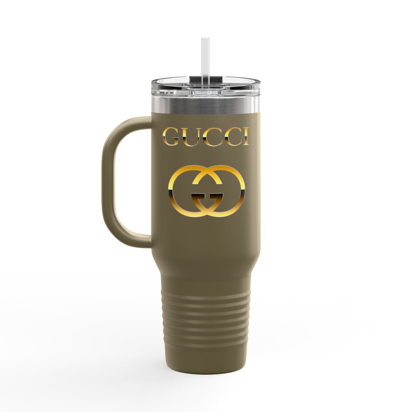 40oz Insulated Travel Mug — White Gold Designer Logo Tumbler