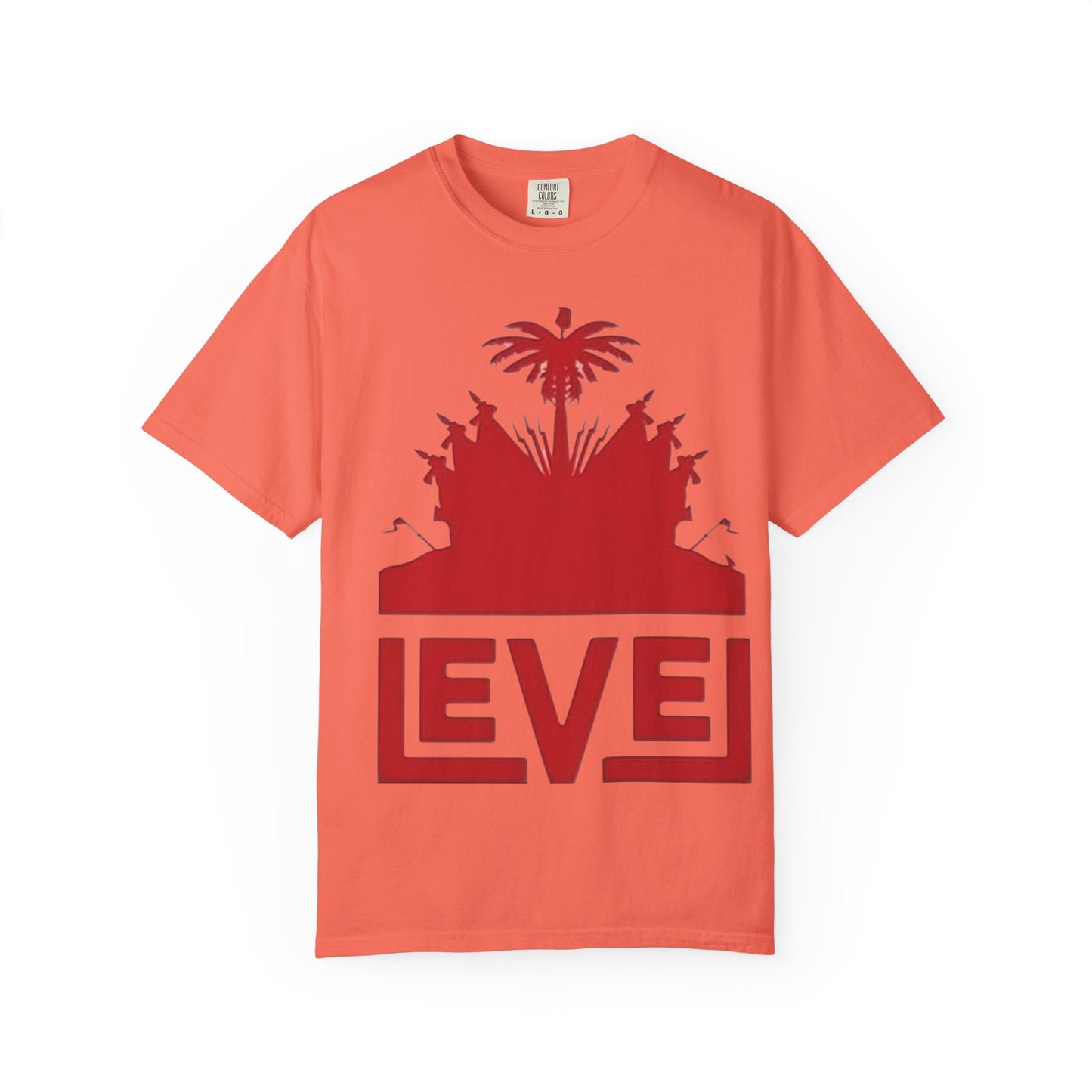 haiti Garment-Dyed T-Shirt with 'LEVEL' Design, Casual Wear, Street Style Tee, Gift for Gamers, Unique Graphic Shirt