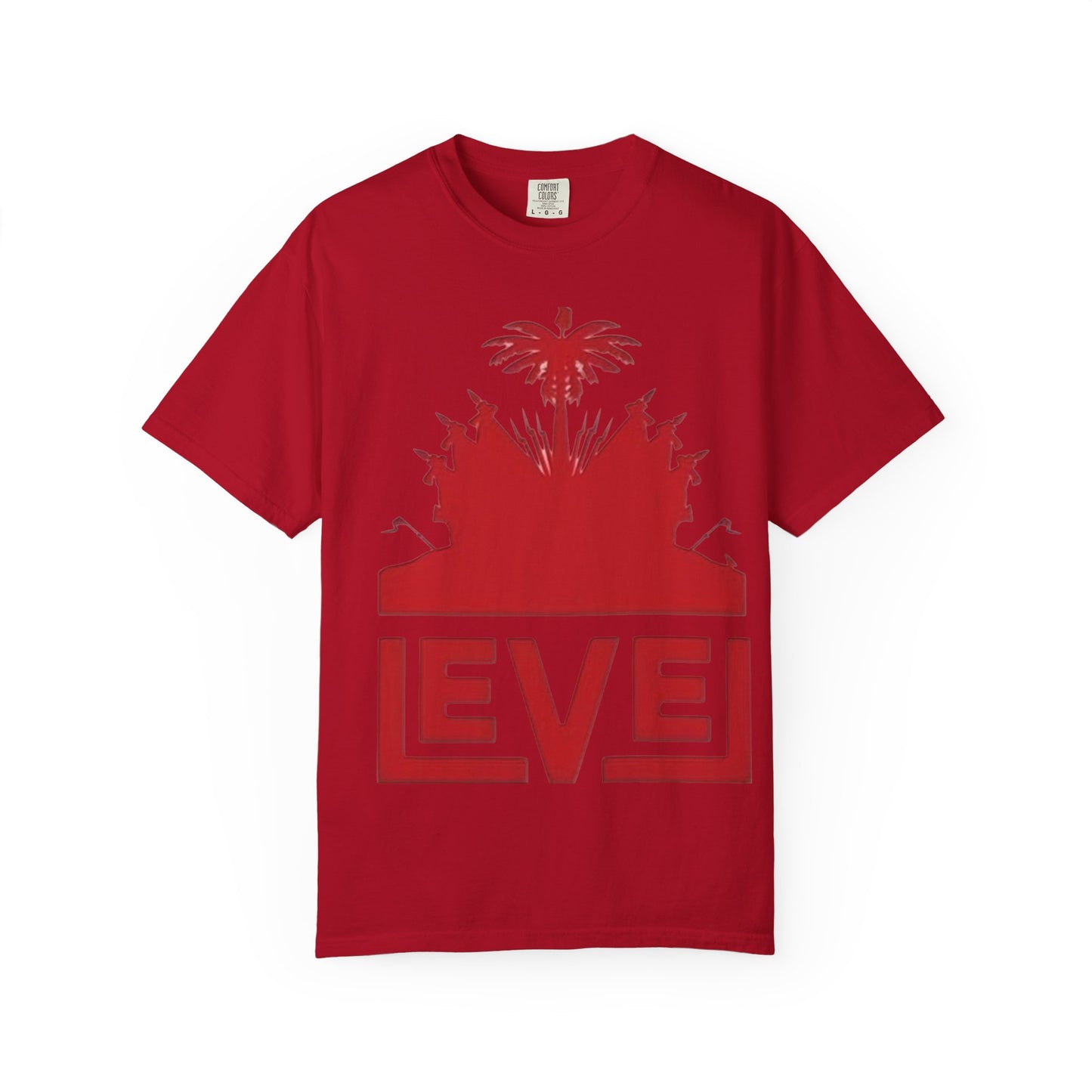 haiti Garment-Dyed T-Shirt with 'LEVEL' Design, Casual Wear, Street Style Tee, Gift for Gamers, Unique Graphic Shirt