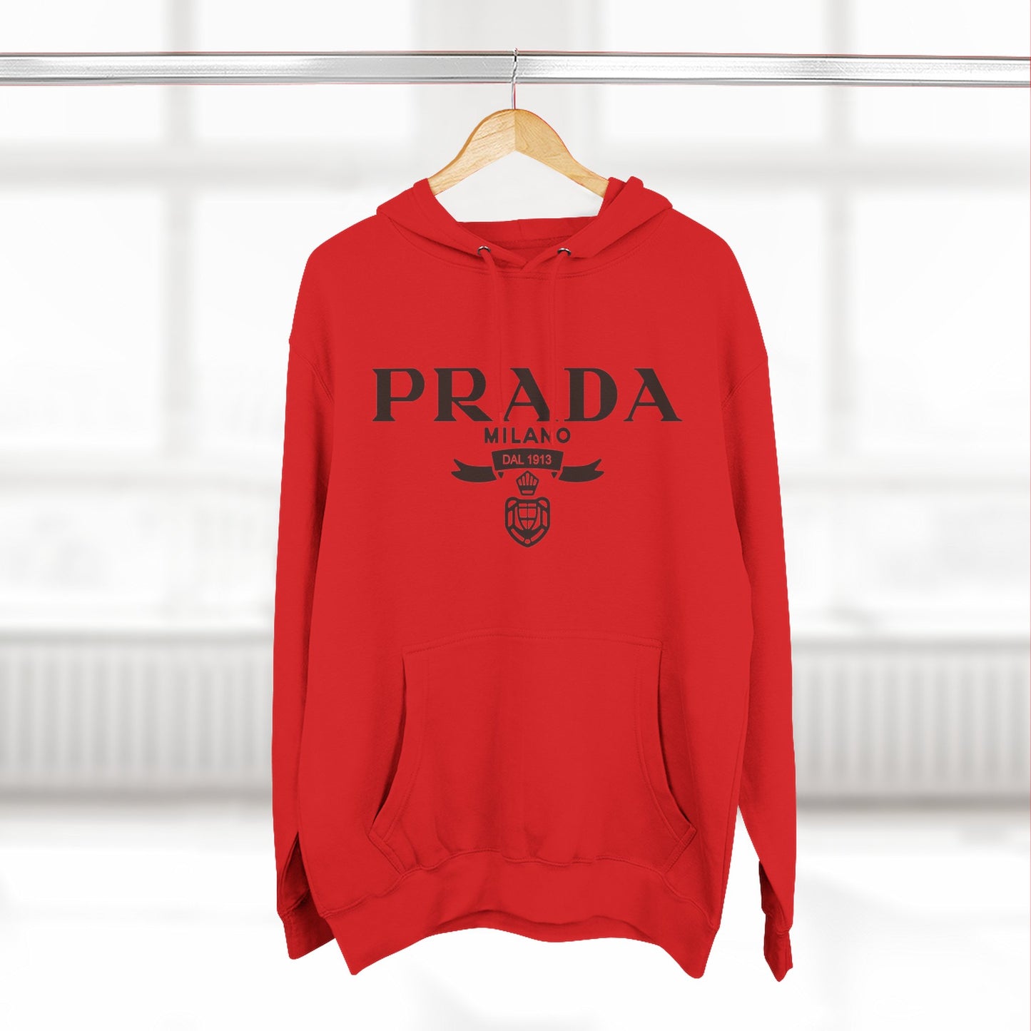 Designer Logo Hoodie - PRADA Milano Inspired Fleece Pullover
