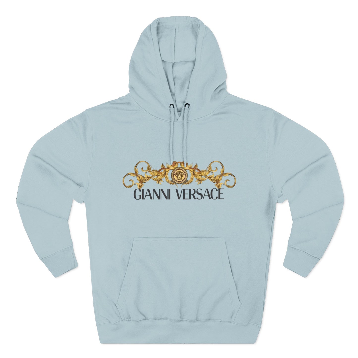 Gianni Versace Gold Baroque Logo Hoodie — Luxury Graphic Fleece Pullover