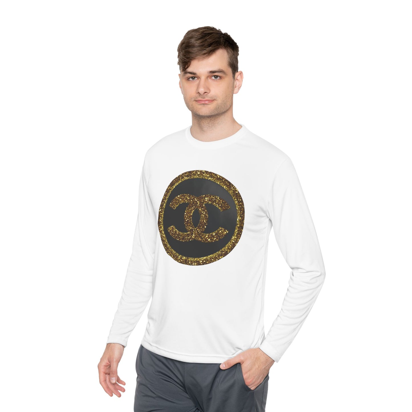 Gold Glitter Interlocking Logo Long Sleeve Tee