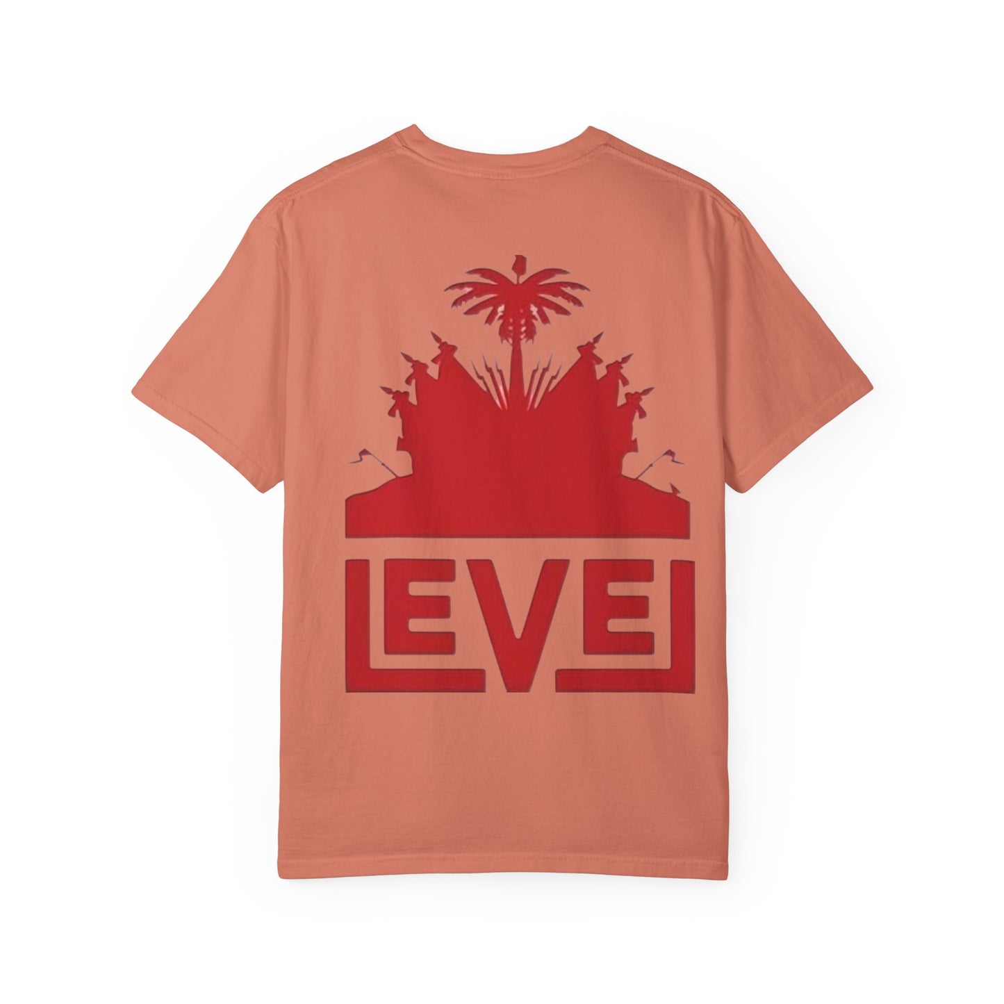 haiti Garment-Dyed T-Shirt with 'LEVEL' Design, Casual Wear, Street Style Tee, Gift for Gamers, Unique Graphic Shirt