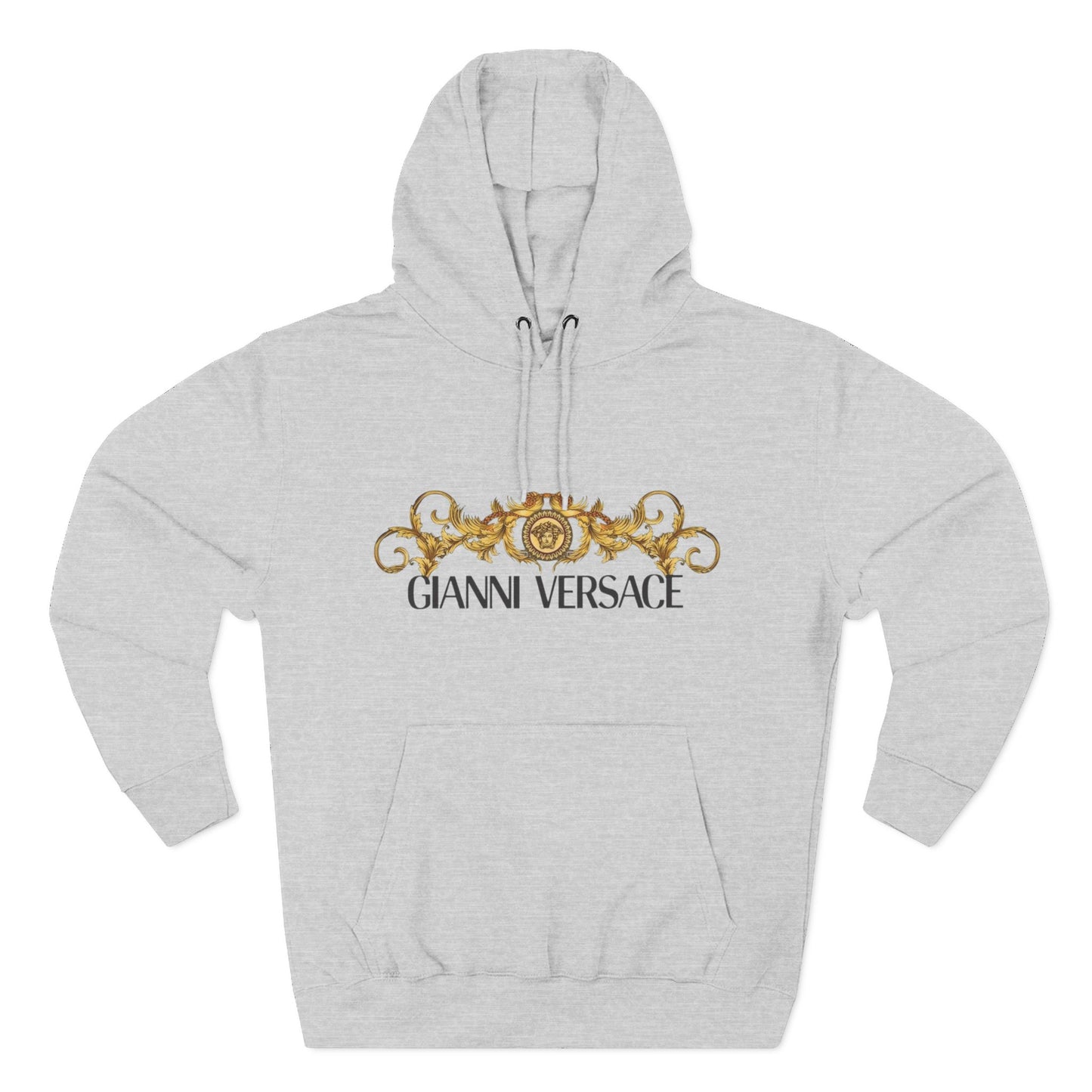 Gianni Versace Gold Baroque Logo Hoodie — Luxury Graphic Fleece Pullover
