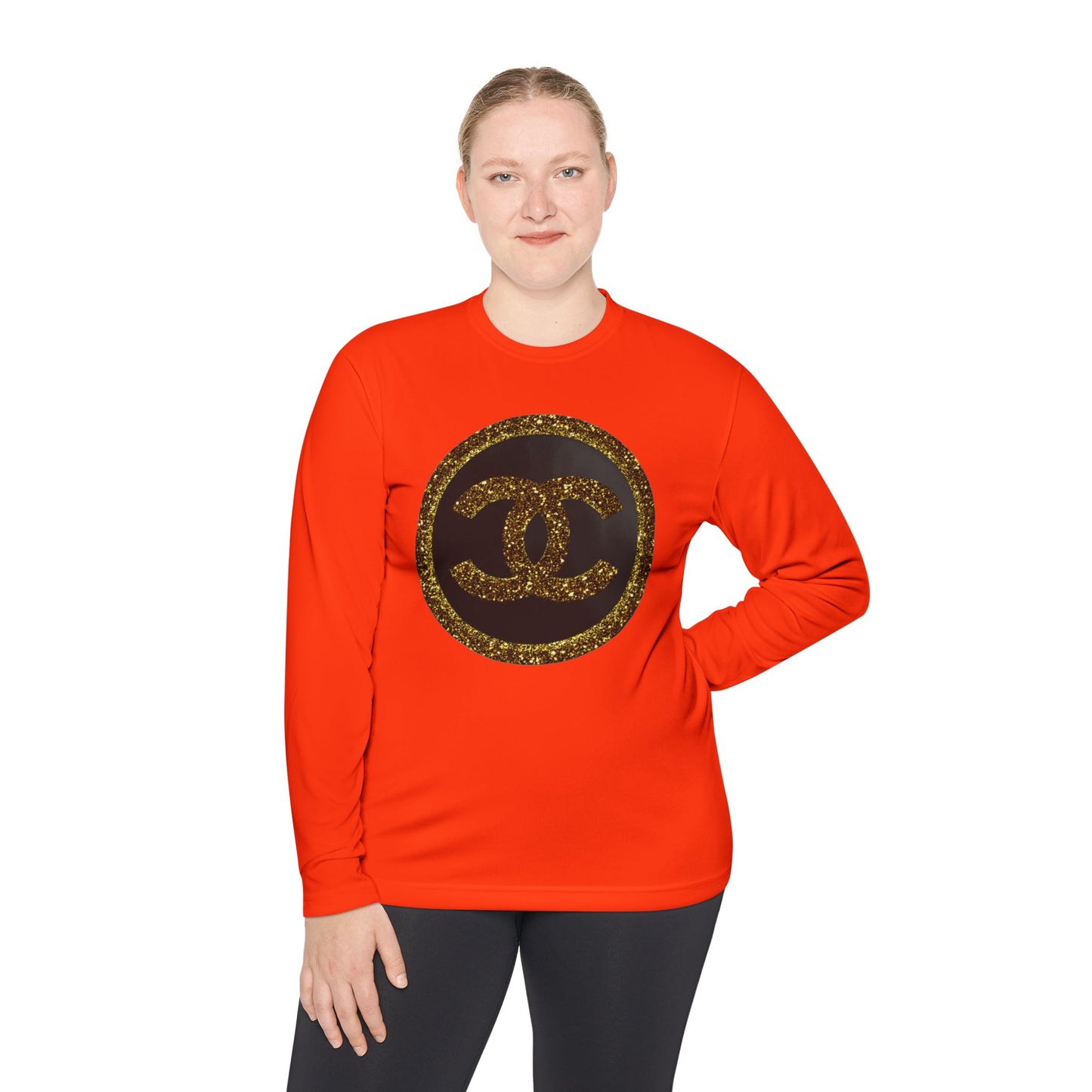 Gold Glitter Interlocking Logo Long Sleeve Tee
