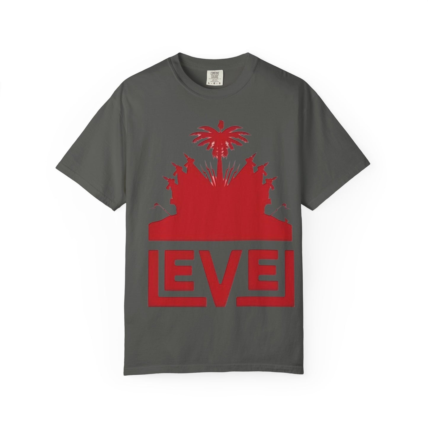 haiti Garment-Dyed T-Shirt with 'LEVEL' Design, Casual Wear, Street Style Tee, Gift for Gamers, Unique Graphic Shirt