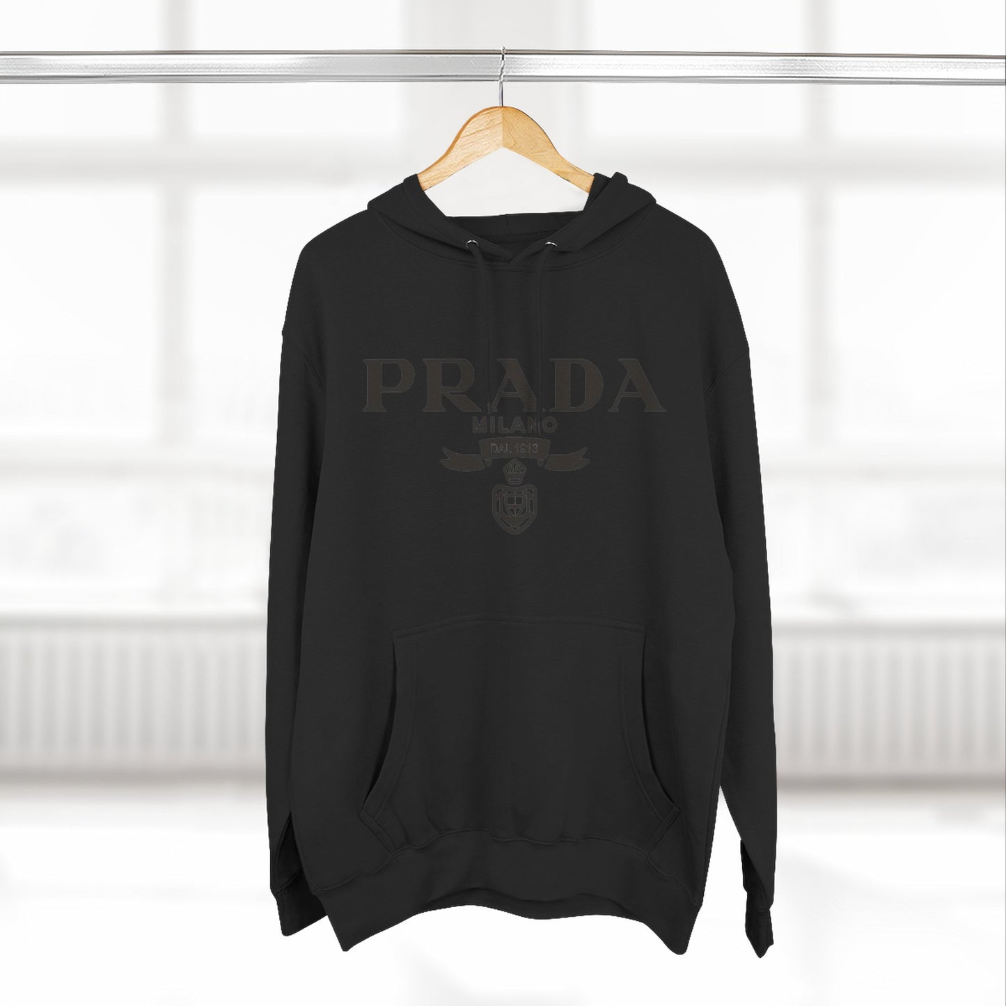 Designer Logo Hoodie - PRADA Milano Inspired Fleece Pullover