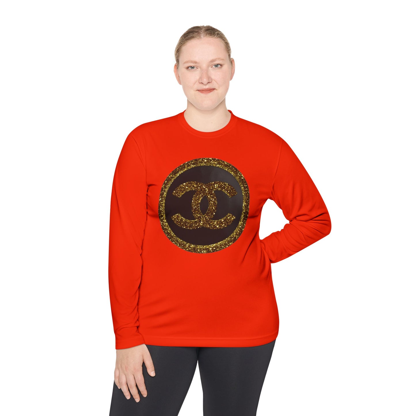 Gold Glitter Interlocking Logo Long Sleeve Tee