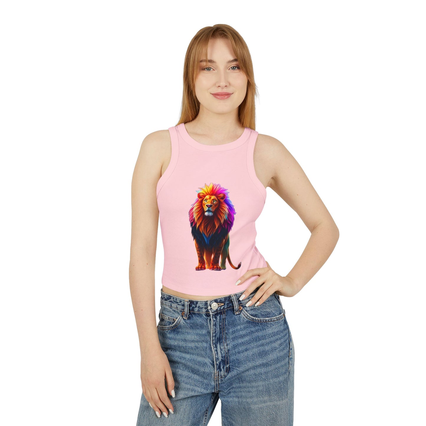 Women's Racer Tank Top — Colorful Pride Lion Graphic