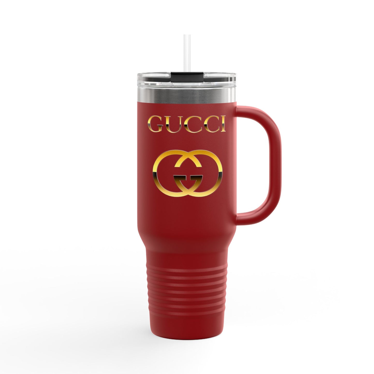 40oz Insulated Travel Mug — White Gold Designer Logo Tumbler