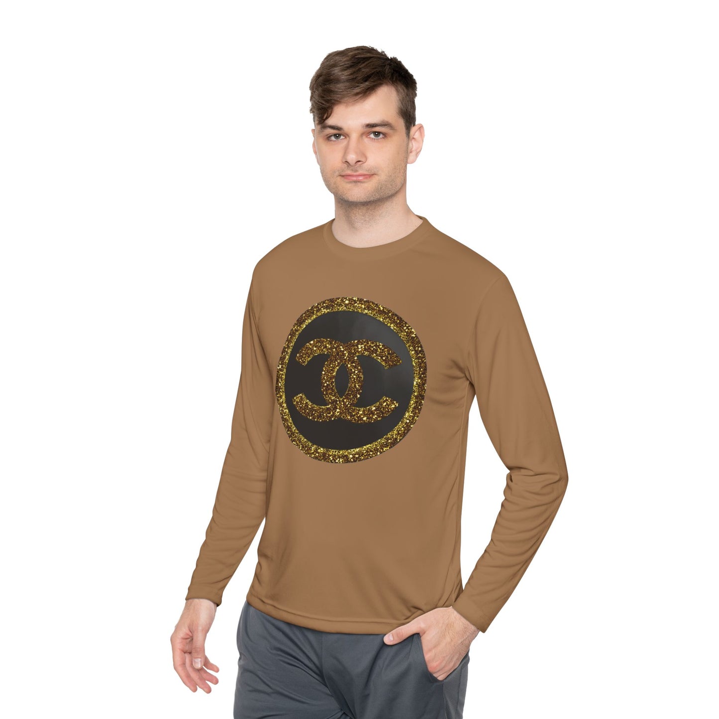 Gold Glitter Interlocking Logo Long Sleeve Tee
