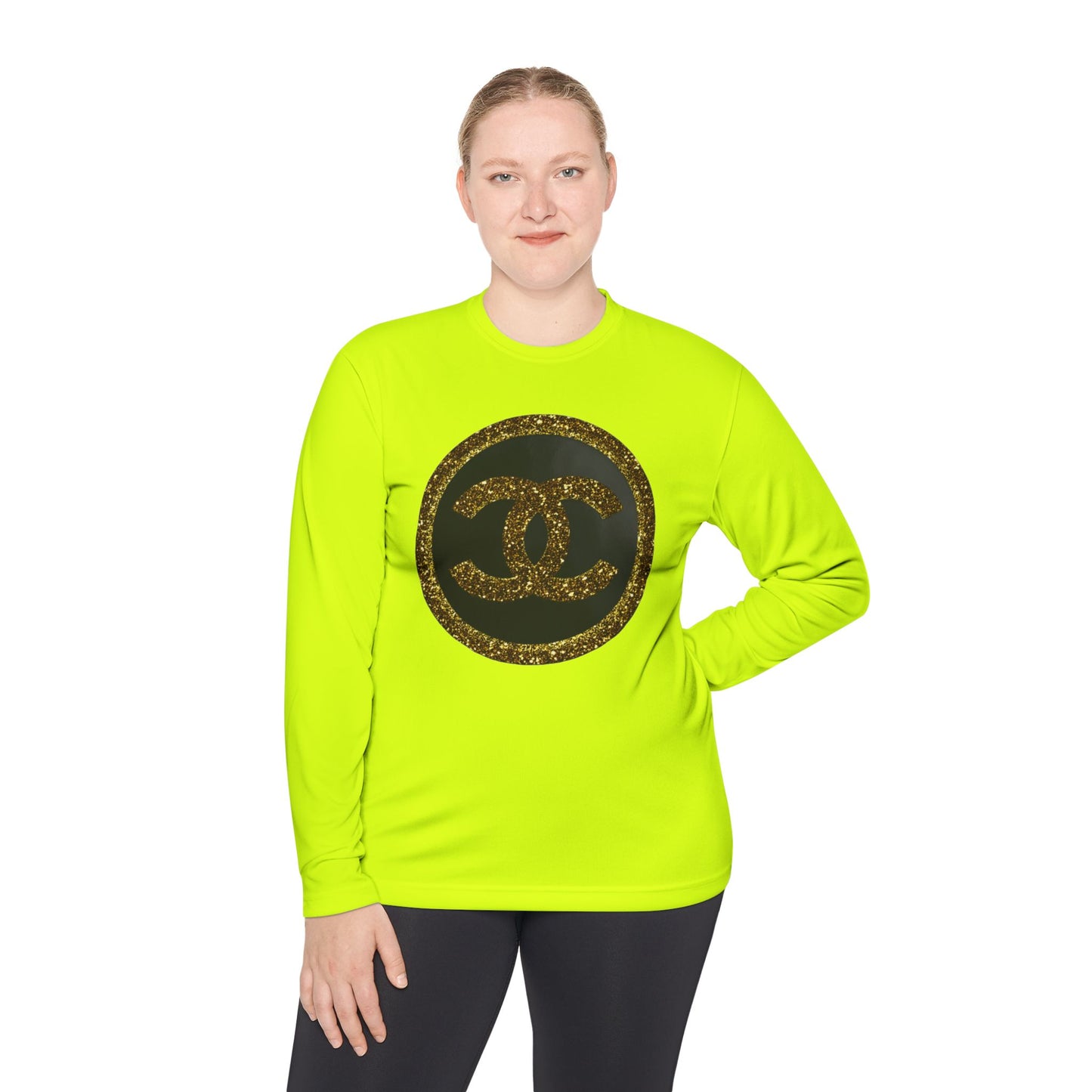 Gold Glitter Interlocking Logo Long Sleeve Tee