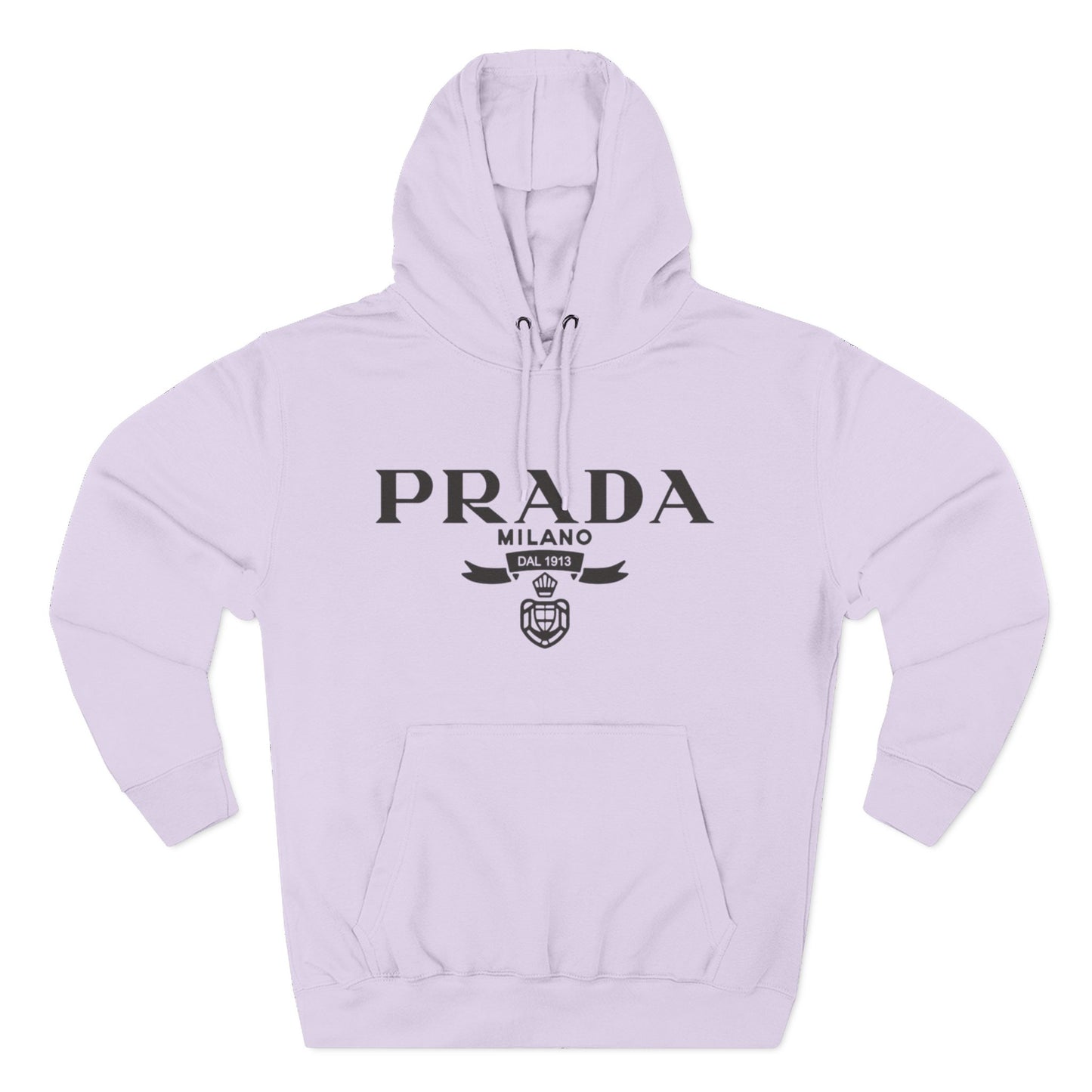 Designer Logo Hoodie — PRADA Milano Graphic Fleece Pullover