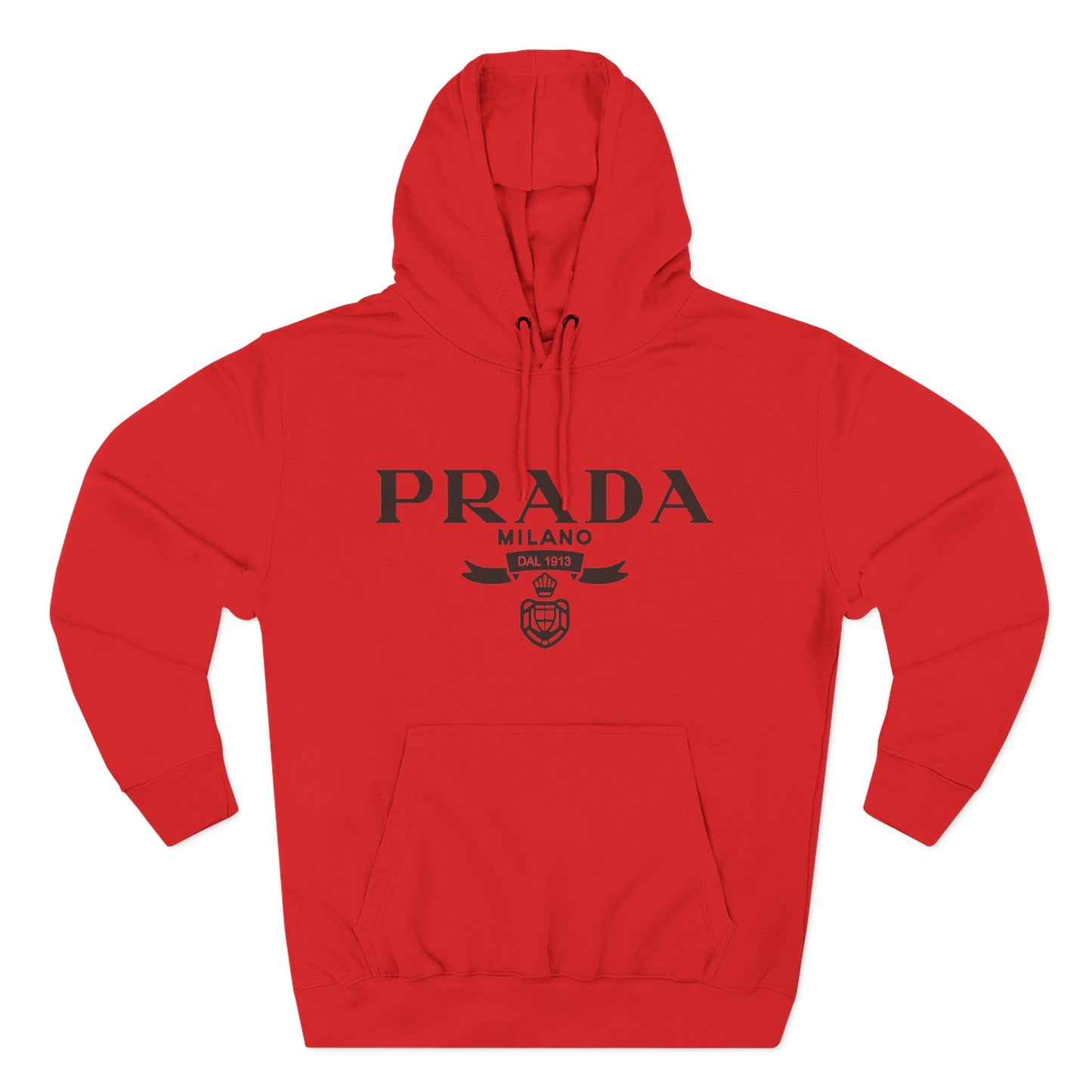Designer Logo Hoodie — PRADA Milano Graphic Fleece Pullover
