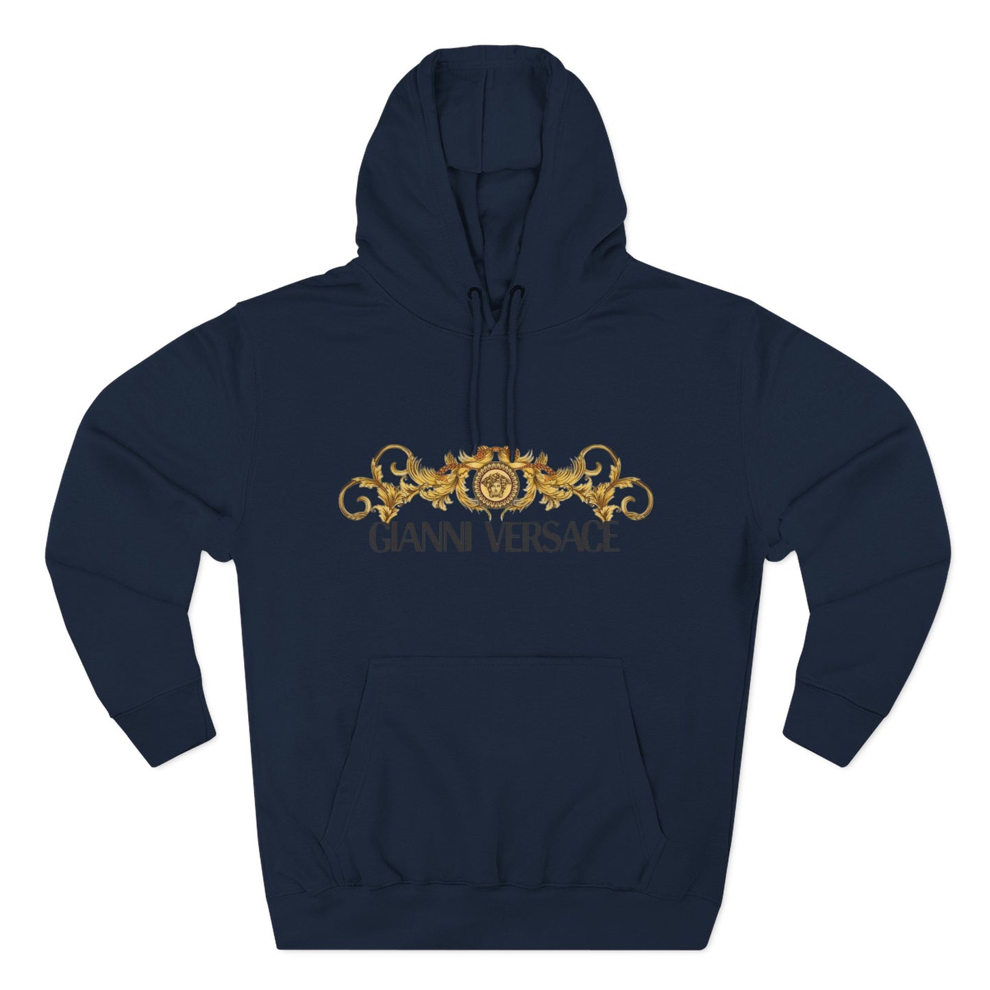 Gianni Versace Gold Baroque Logo Hoodie — Luxury Graphic Fleece Pullover