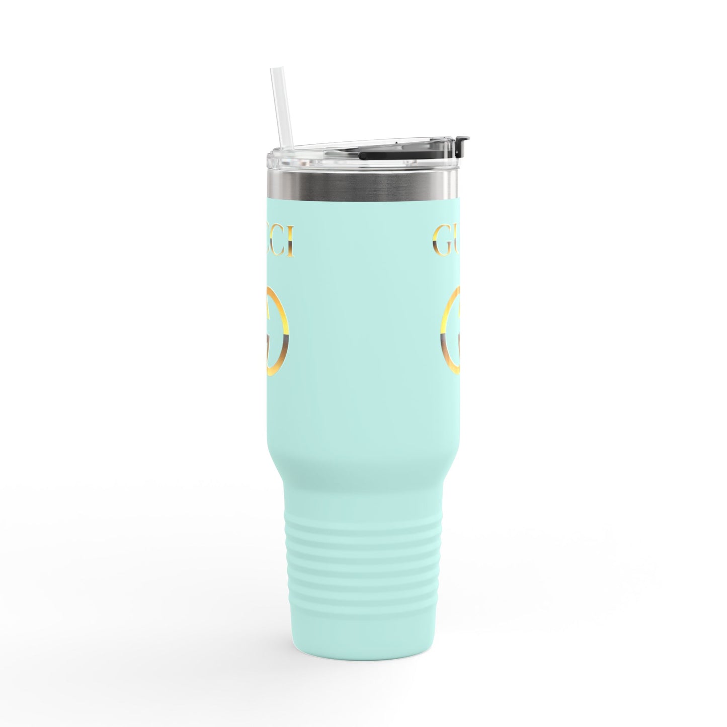 40oz Insulated Travel Mug — White Gold Designer Logo Tumbler