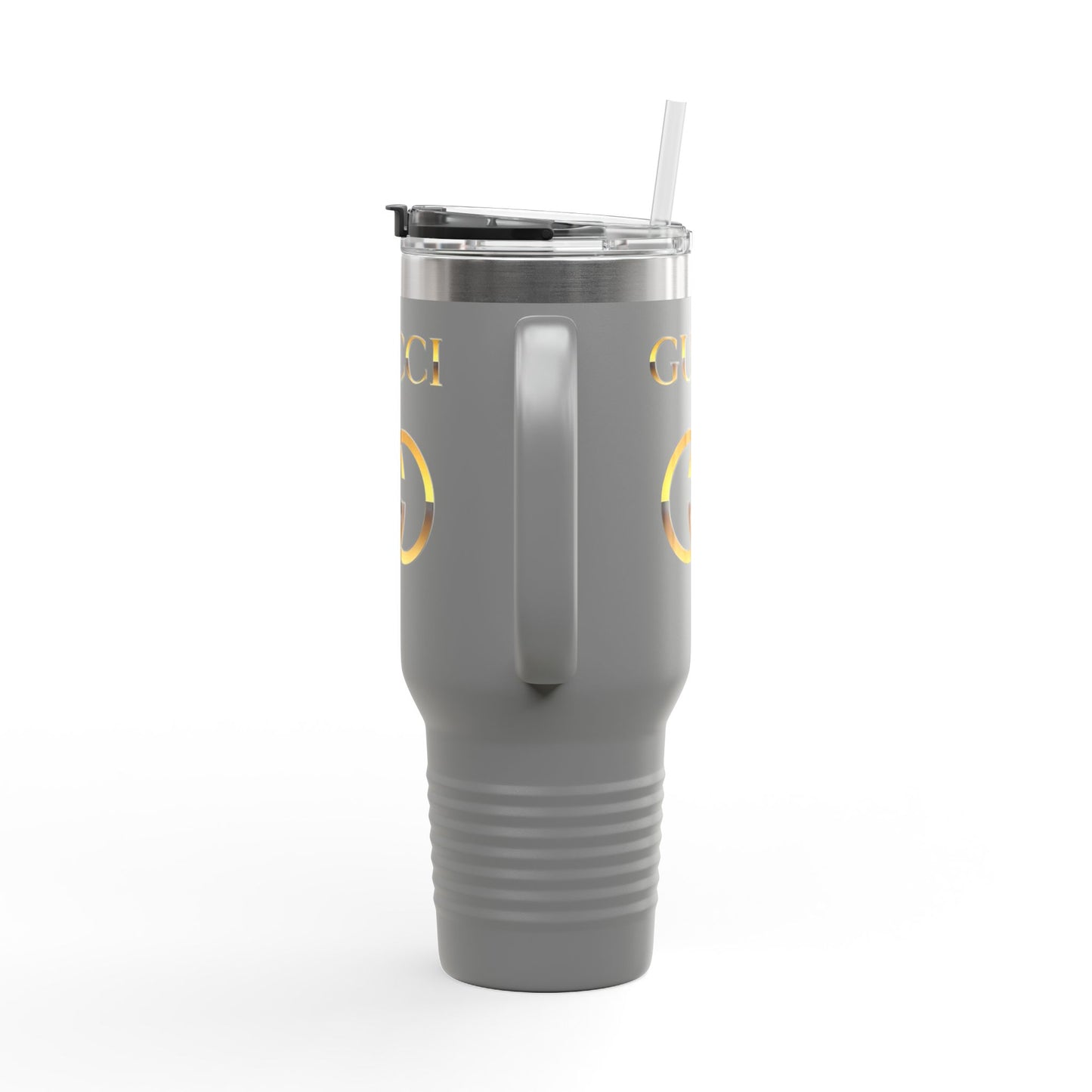 40oz Insulated Travel Mug — White Gold Designer Logo Tumbler