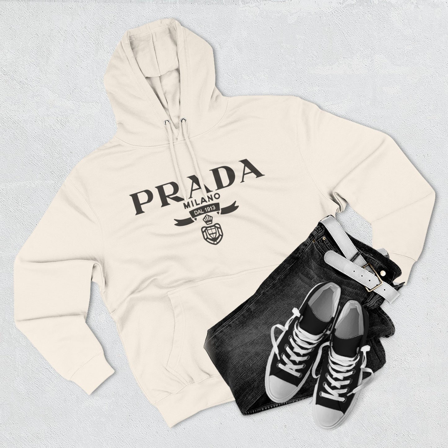 Designer Logo Hoodie - PRADA Milano Inspired Fleece Pullover