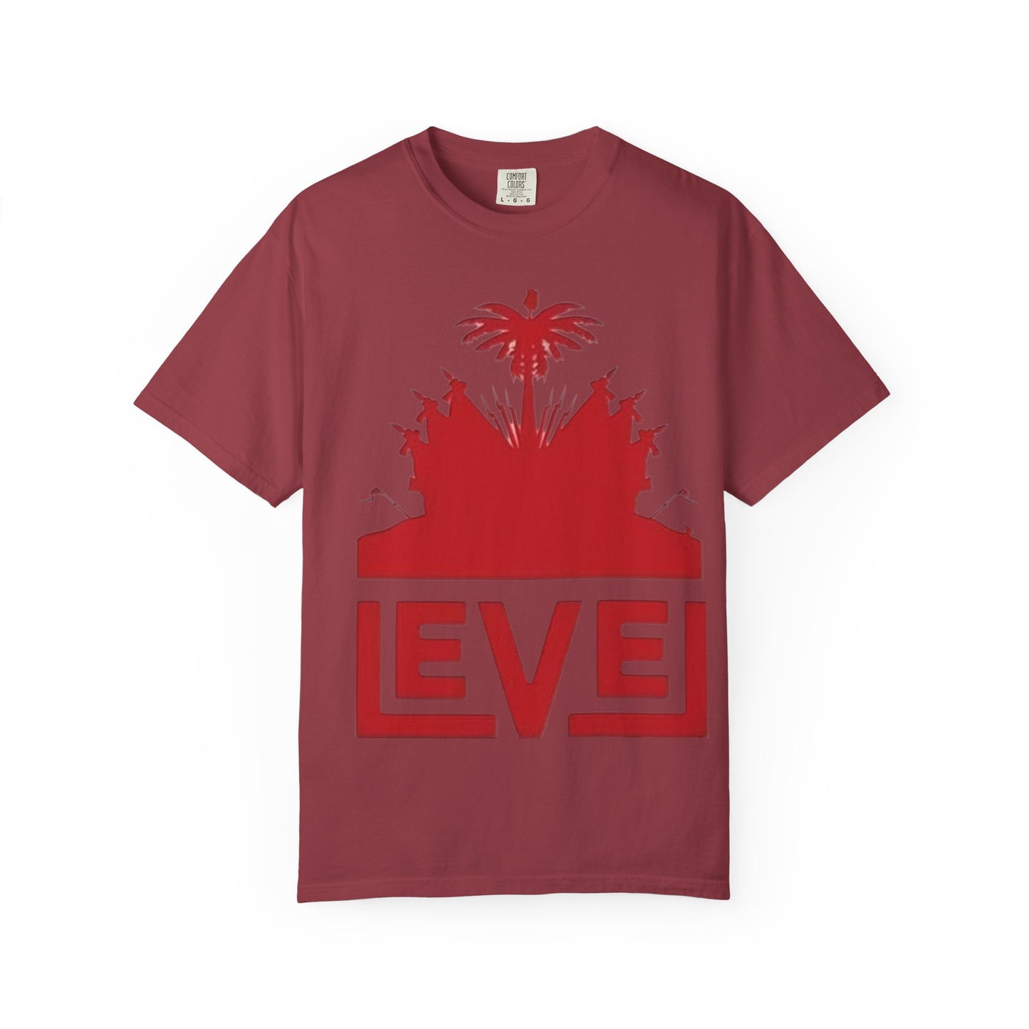 haiti Garment-Dyed T-Shirt with 'LEVEL' Design, Casual Wear, Street Style Tee, Gift for Gamers, Unique Graphic Shirt