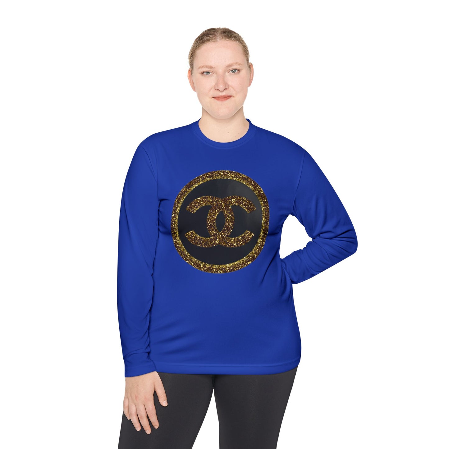 Gold Glitter Interlocking Logo Long Sleeve Tee