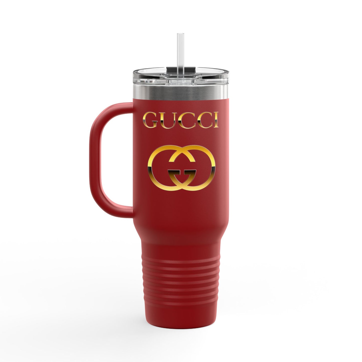 40oz Insulated Travel Mug — White Gold Designer Logo Tumbler