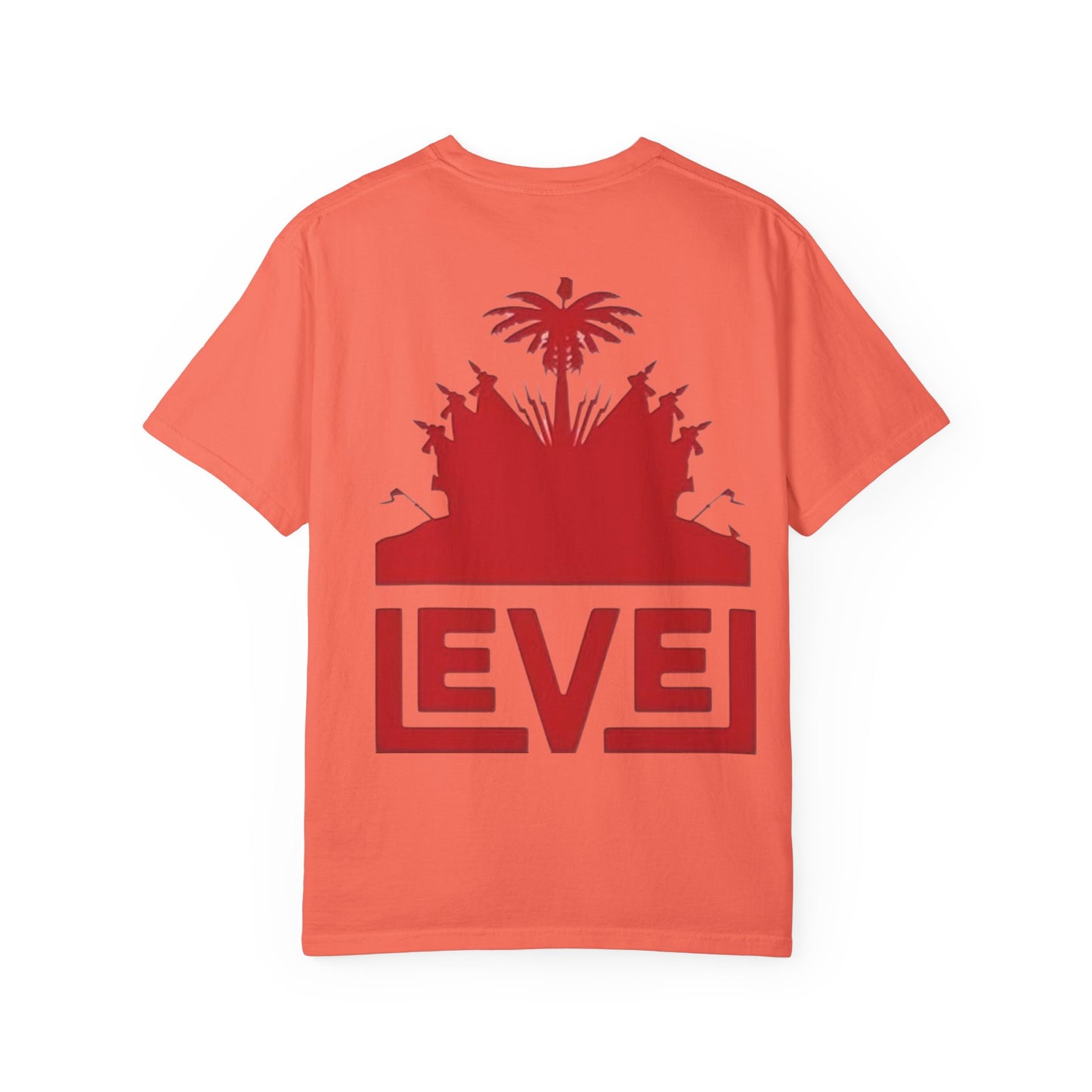 haiti Garment-Dyed T-Shirt with 'LEVEL' Design, Casual Wear, Street Style Tee, Gift for Gamers, Unique Graphic Shirt