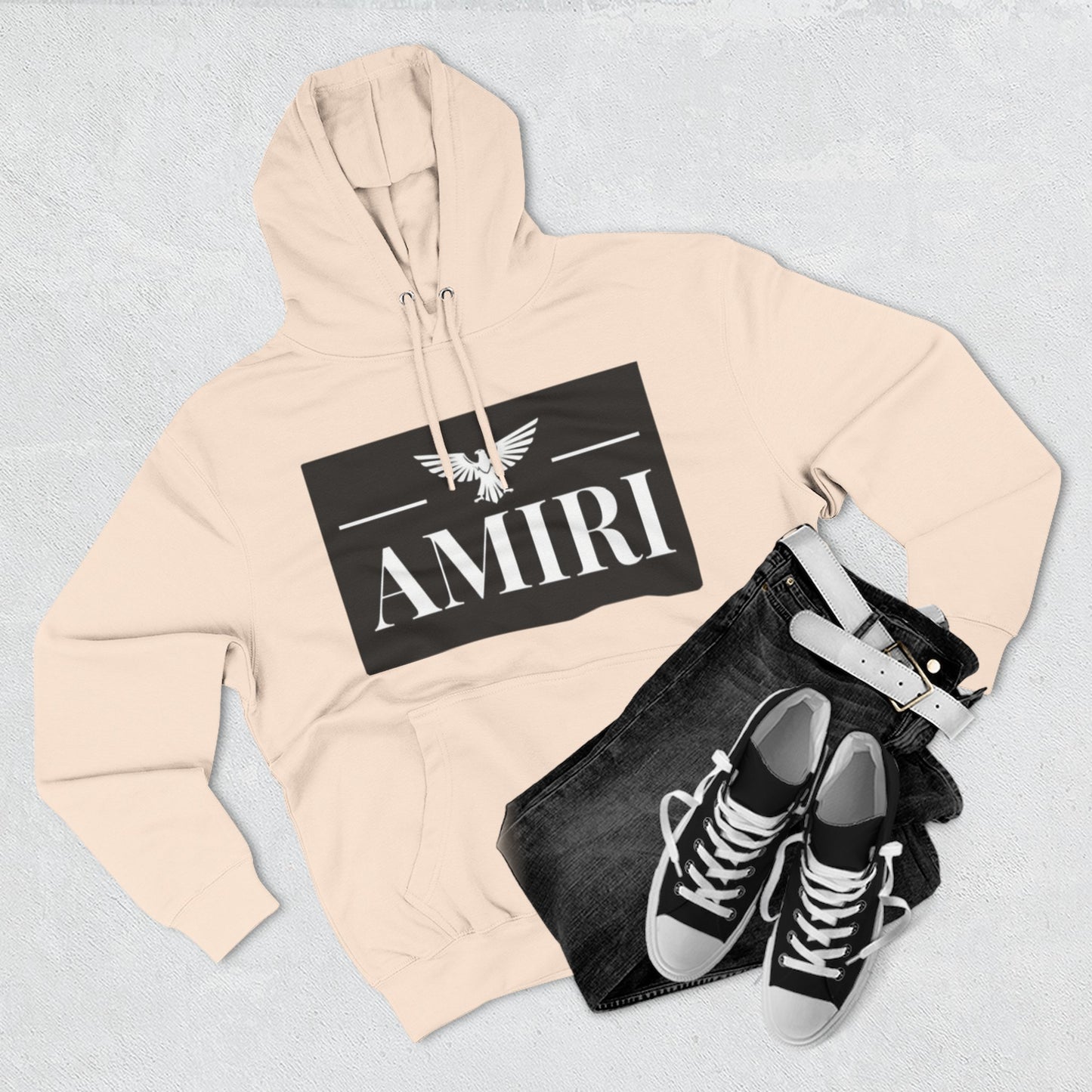 Amiri Logo Hoodie — Graphic Fleece Pullover with Eagle Emblem