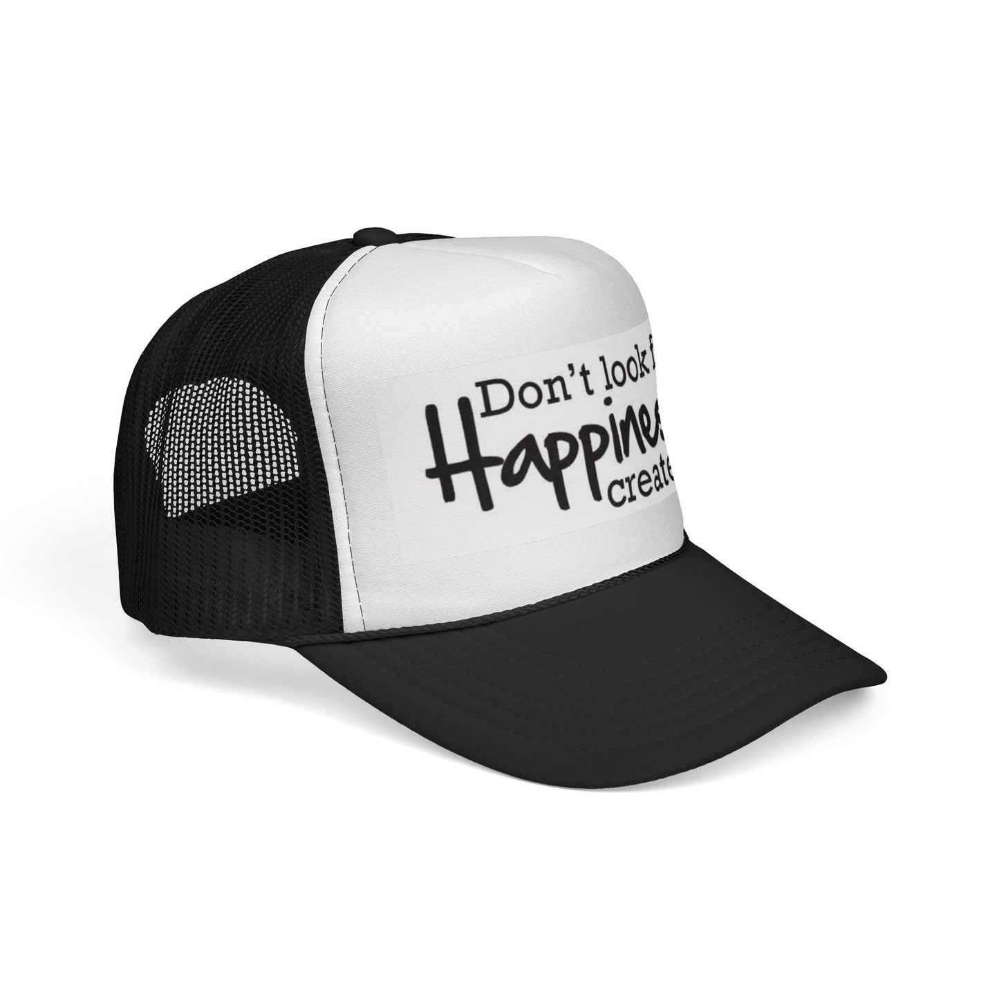 Inspirational Trucker Cap - Happiness Quote Hat, Gift for Outdoors, Motivational Headwear, Casual Style, Trendy Accessory