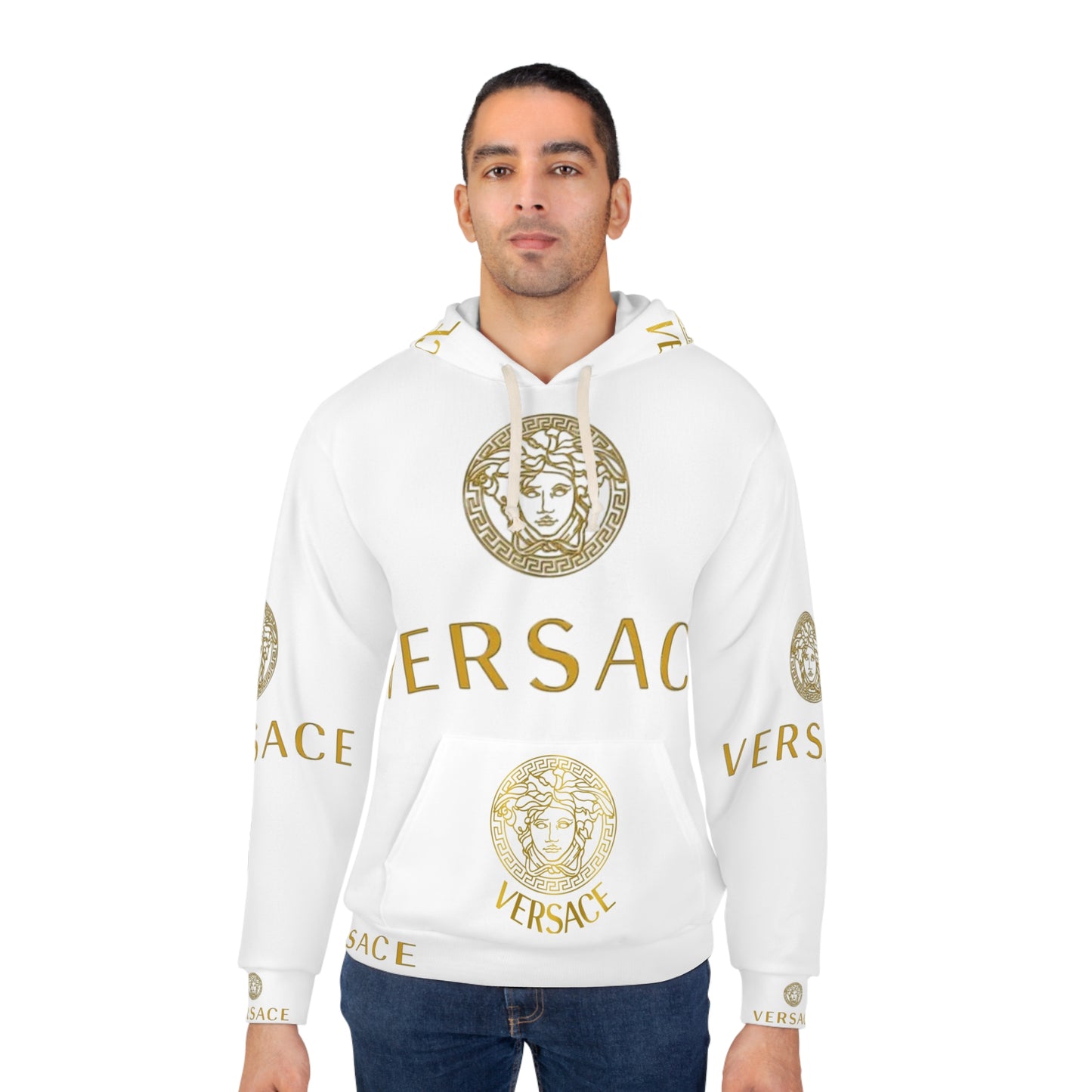Luxurious Versace-Inspired Unisex Pullover Hoodie, Trendy Streetwear, Fashion Statement, Perfect Gift, Comfortable Layering