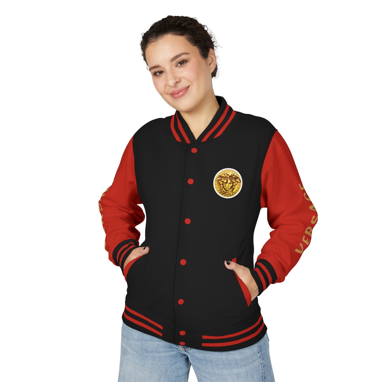 Versace-Style Unisex Heavyweight Letterman Jacket | Vintage Streetwear, Casual Fashion, Layering, Gift for Fashion Lovers, Unique Outerwear