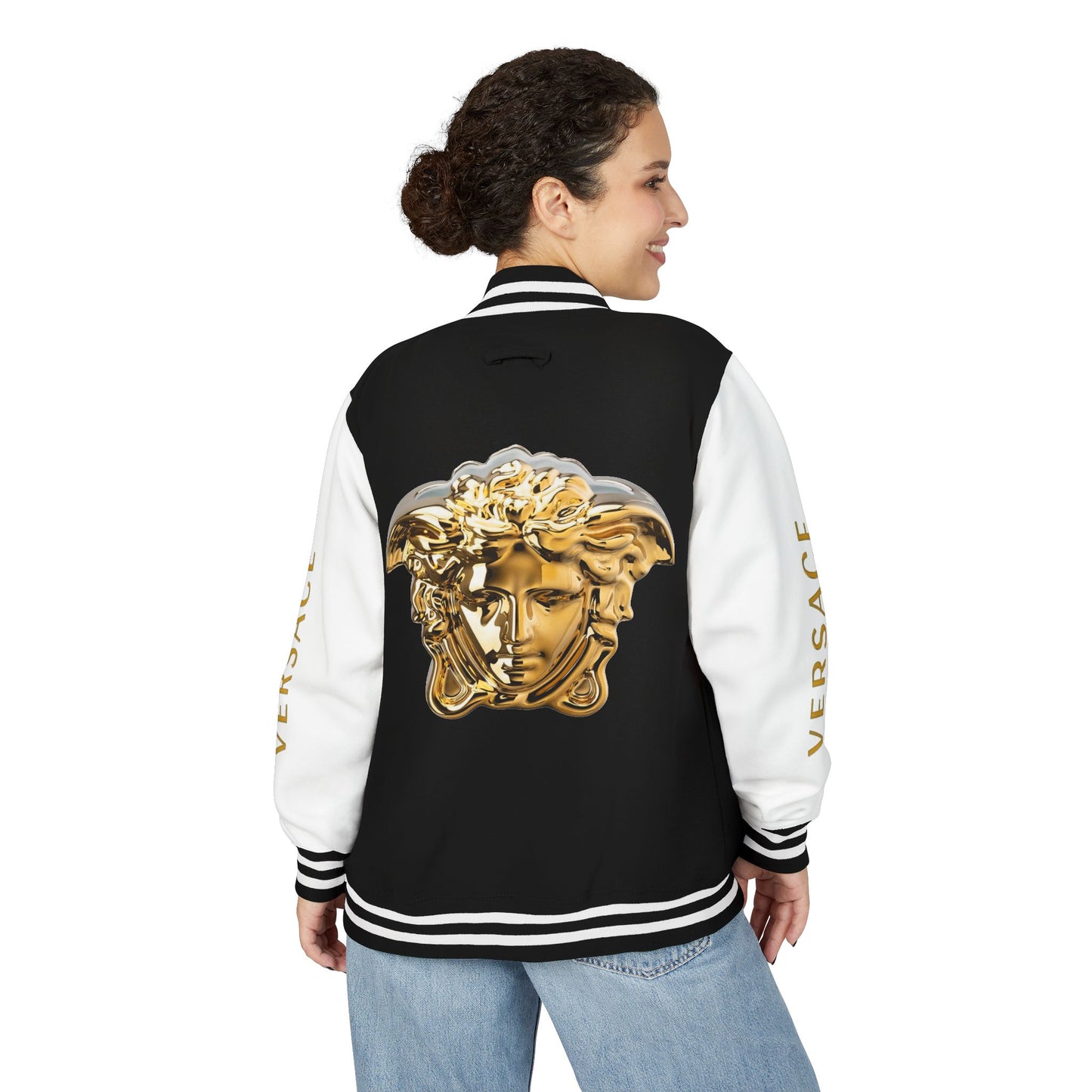 Versace-Style Unisex Heavyweight Letterman Jacket | Vintage Streetwear, Casual Fashion, Layering, Gift for Fashion Lovers, Unique Outerwear