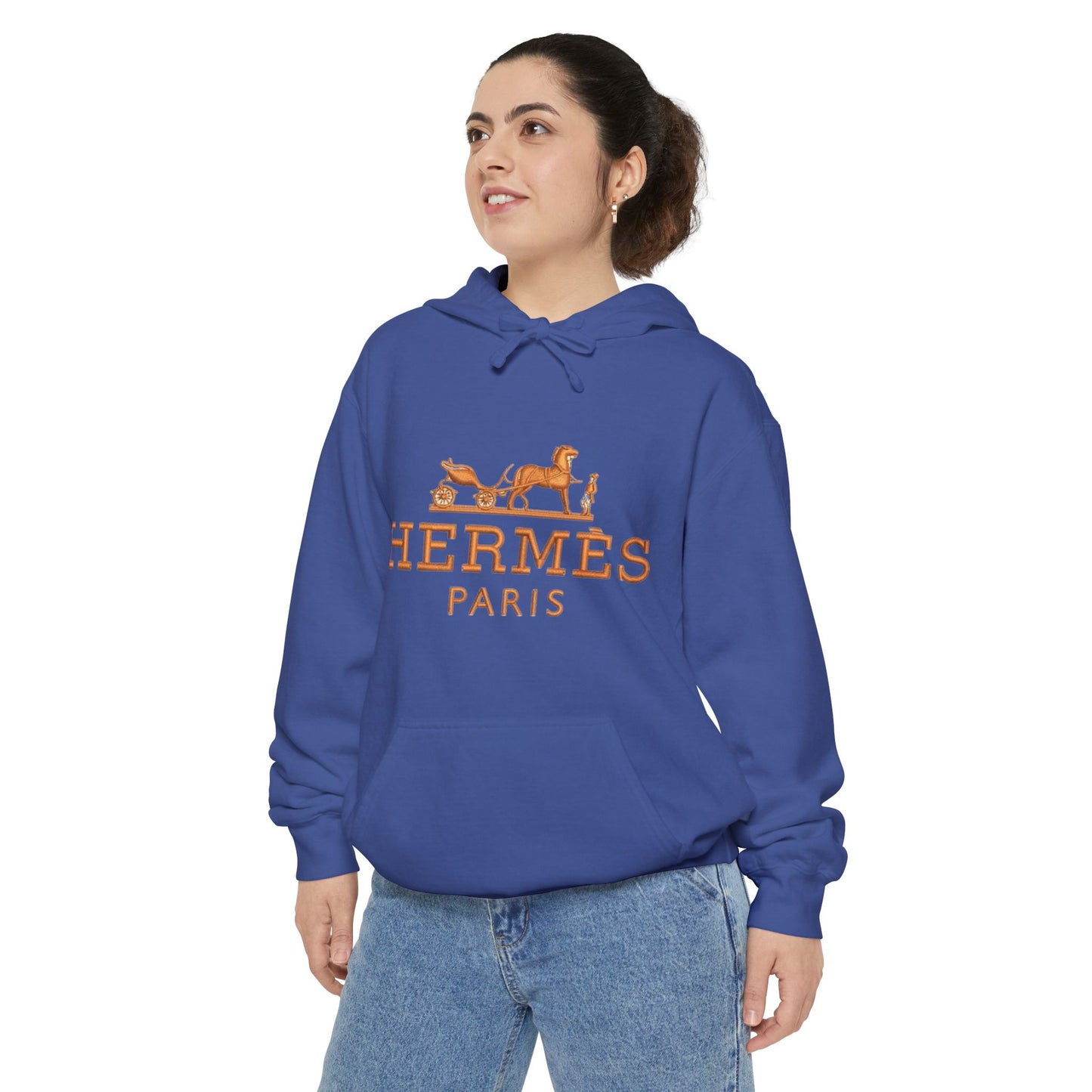 Hermès Paris Unisex Garment-Dyed Hoodie - Stylish Relaxed Fit