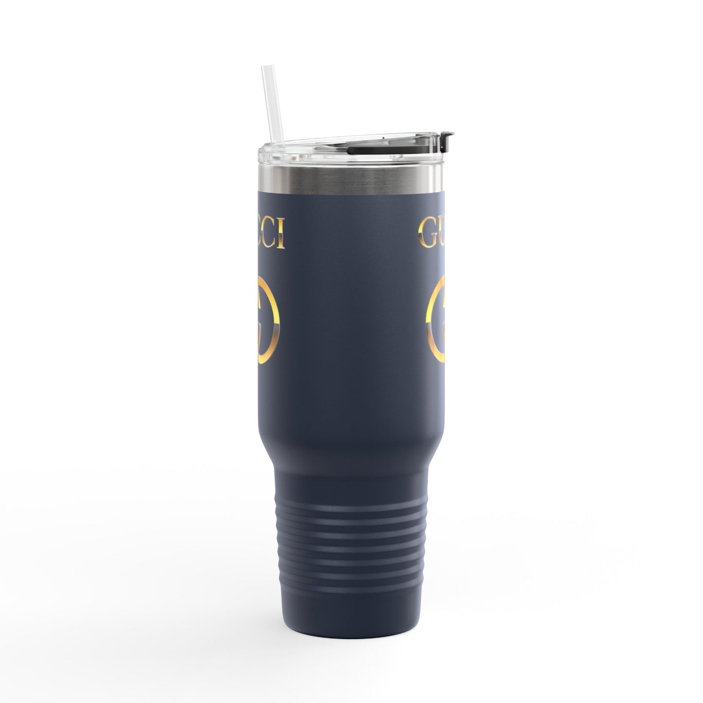 40oz Insulated Travel Mug — White Gold Designer Logo Tumbler