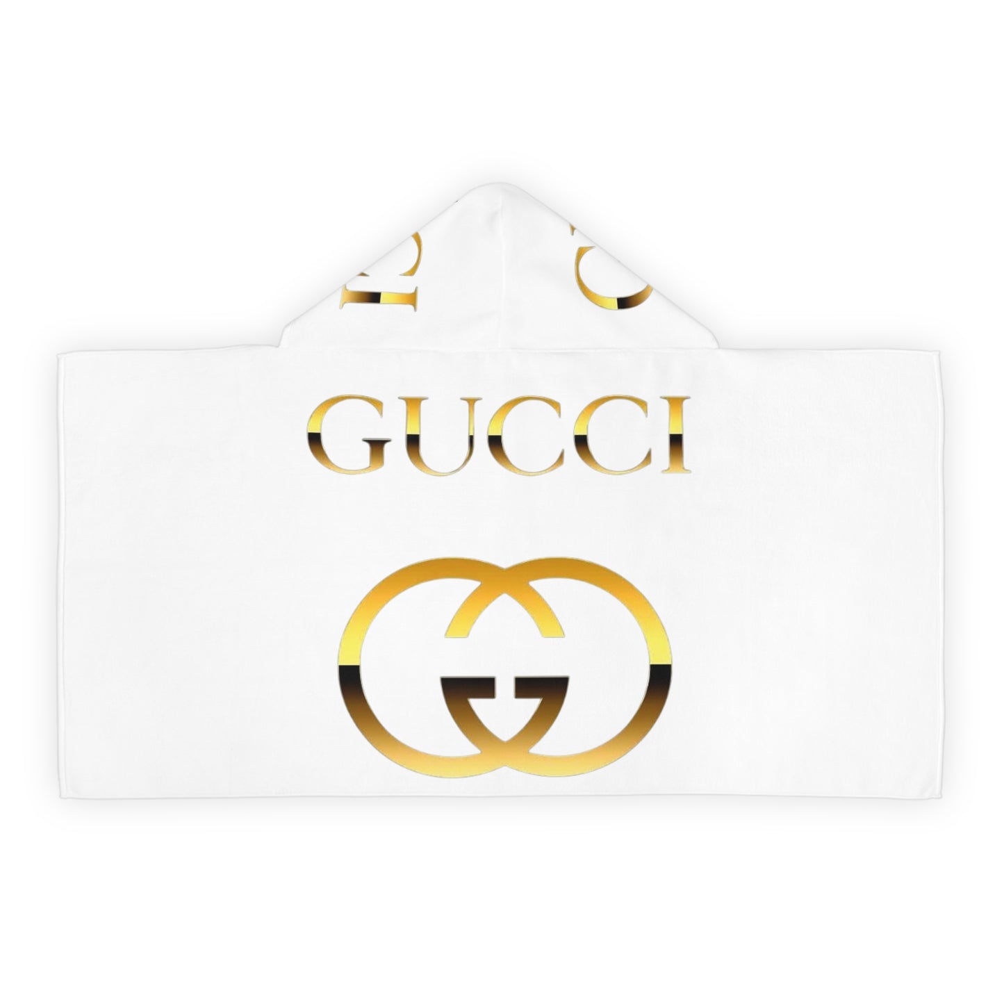 Youth Hooded Towel — Gold "GUCCI" Luxe Logo Beach & Pool Wrap
