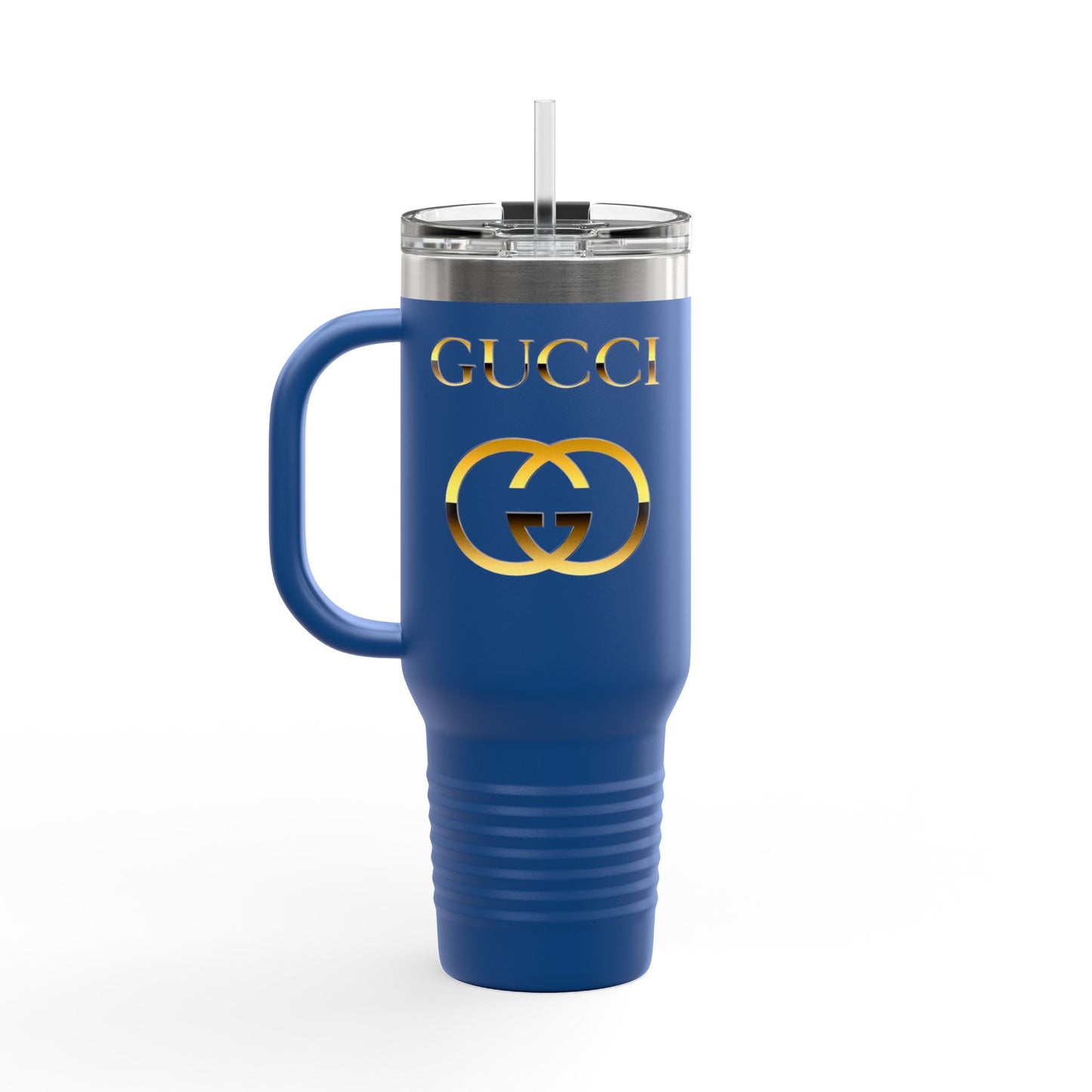40oz Insulated Travel Mug — White Gold Designer Logo Tumbler