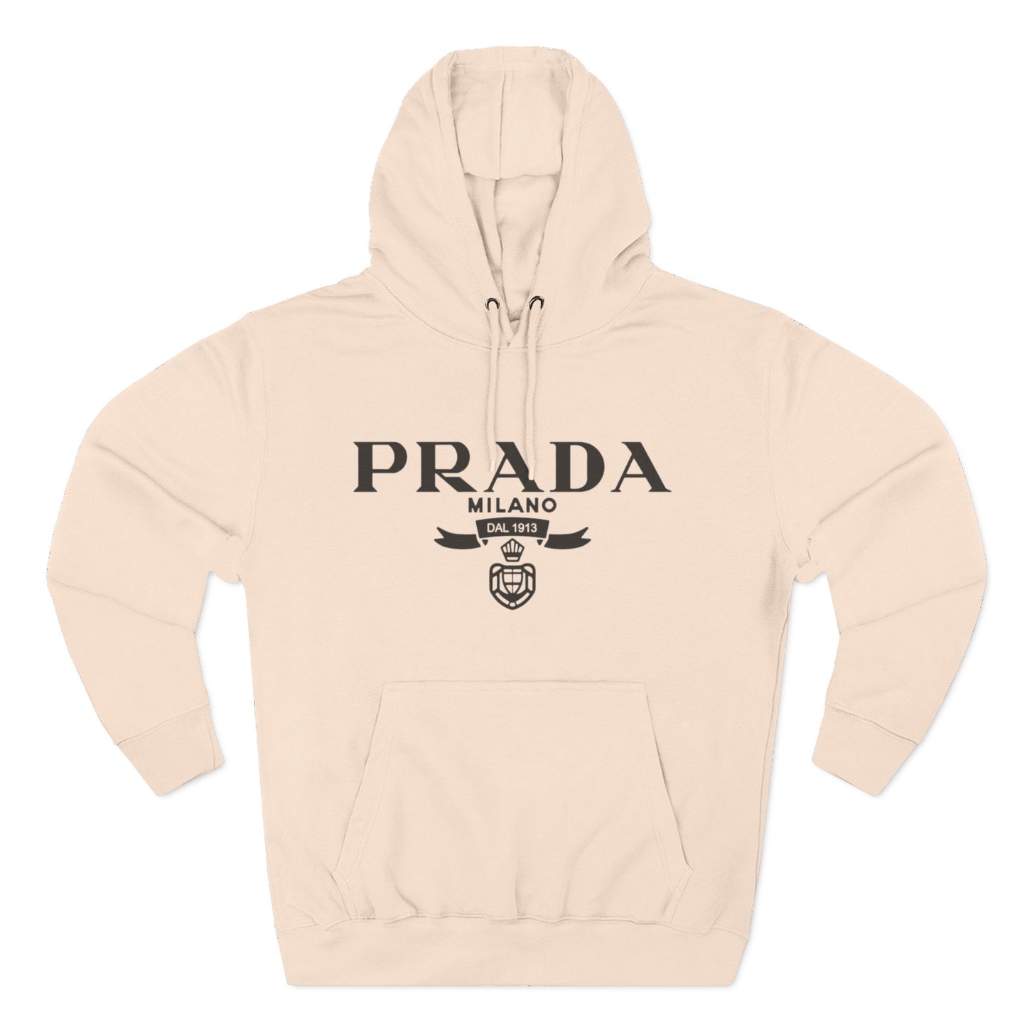 Designer Logo Hoodie — PRADA Milano Graphic Fleece Pullover