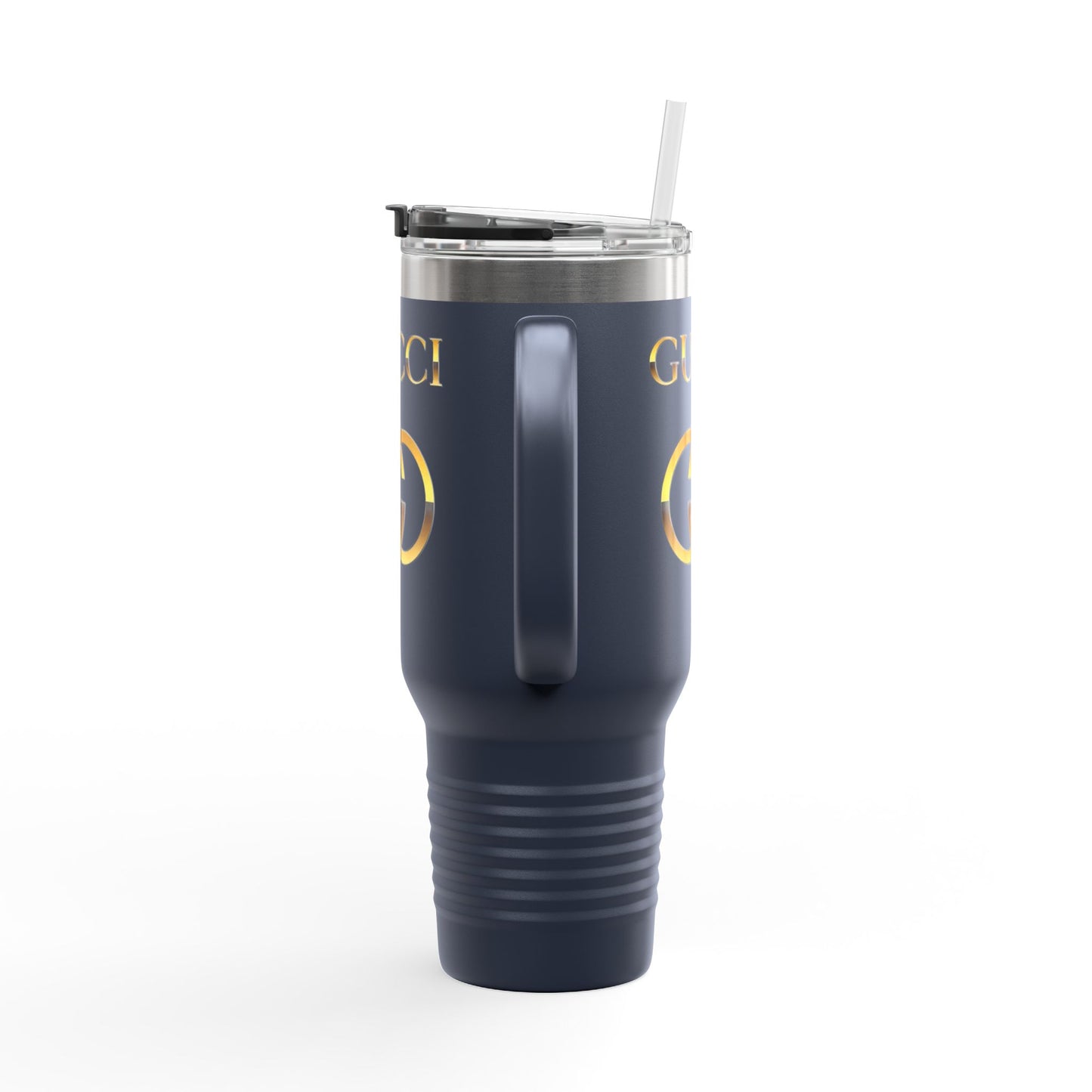 40oz Insulated Travel Mug — White Gold Designer Logo Tumbler